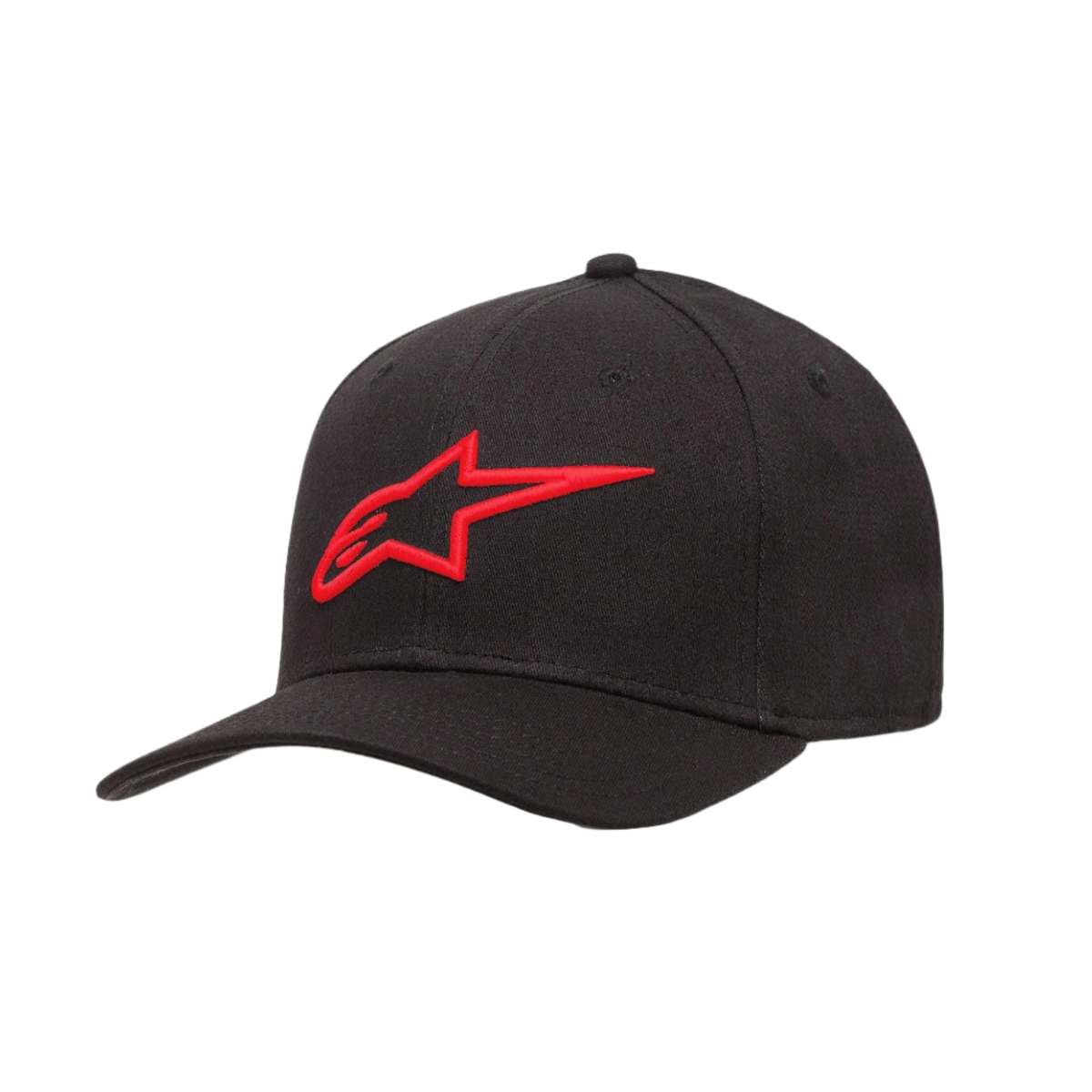 Casquette Alpinestars Ageless Curve, casquette de baseball noire avec logo brodé en 3D rouge, visière courbée, tissu sergé, accessoire sportswear décontracté