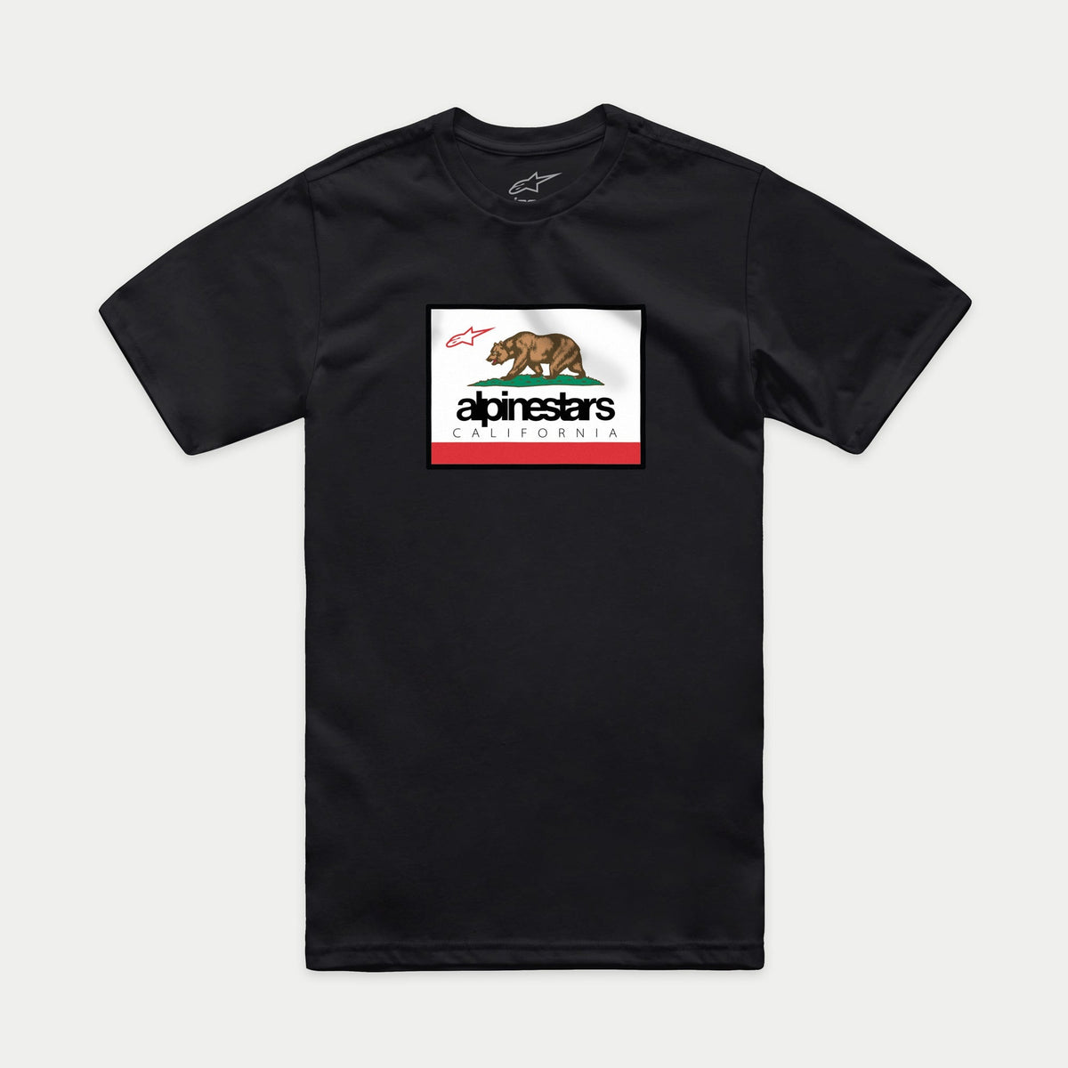 Alpinestars Cali 2.0 CSF Tee, t-shirt à manches courtes, noir, graphique inspiré de la Californie avec un ours grizzly et le logo Alpinestars, vêtement sportswear décontracté