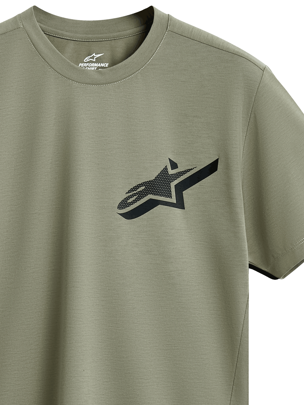 T-shirt Performance Attrition Alpinestars, t-shirt à manches courtes, vert clair, logo Astars noir avec motif texturé sur la poitrine, tissu performant durable évacuant l'humidité