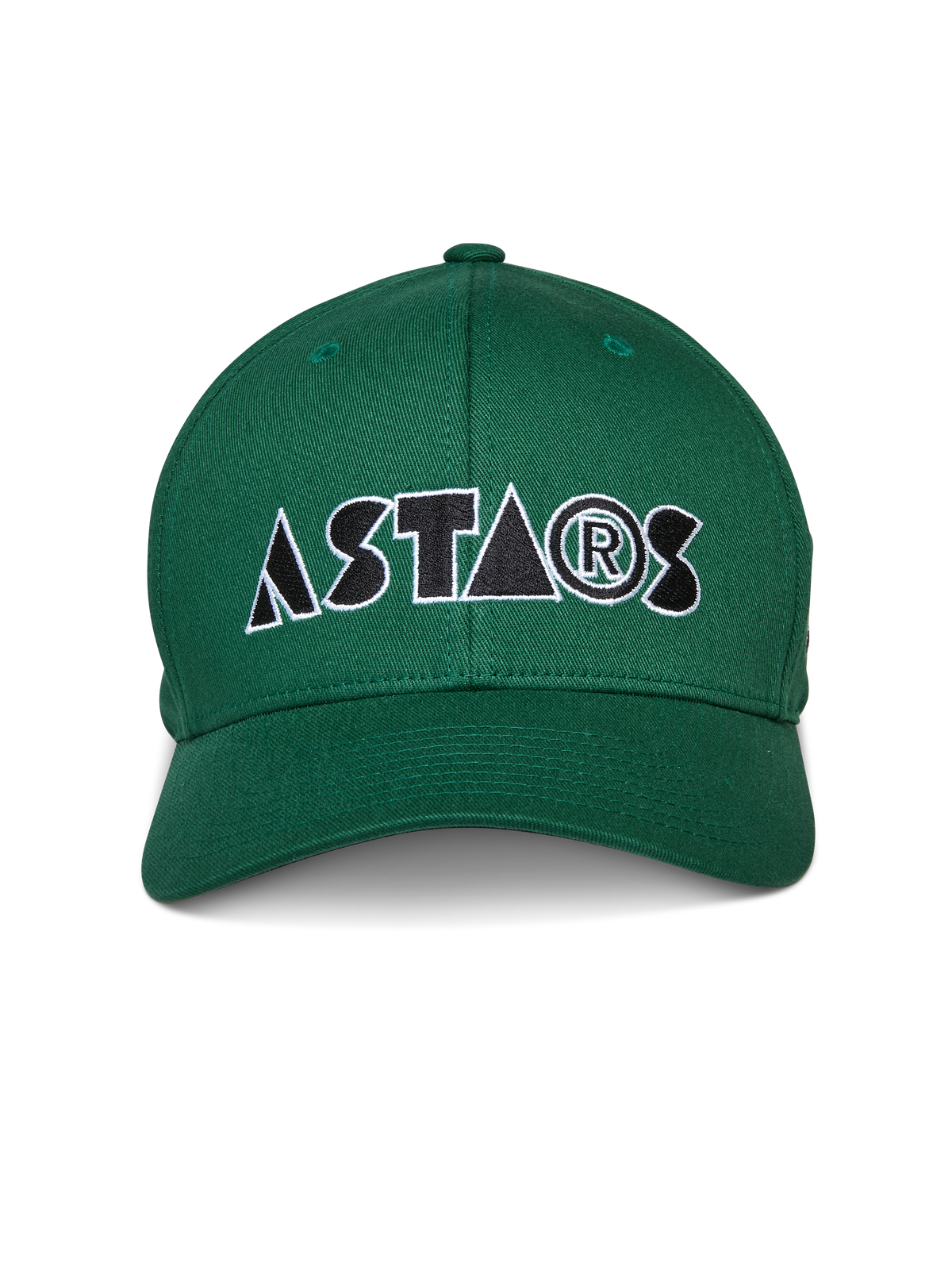 Casquette Alpinestars Cereal, verte, casquette de baseball à visière courbée, broderie du logo « ASTARS » stylisé à l'avant en noir et blanc, vêtements de sport décontractés