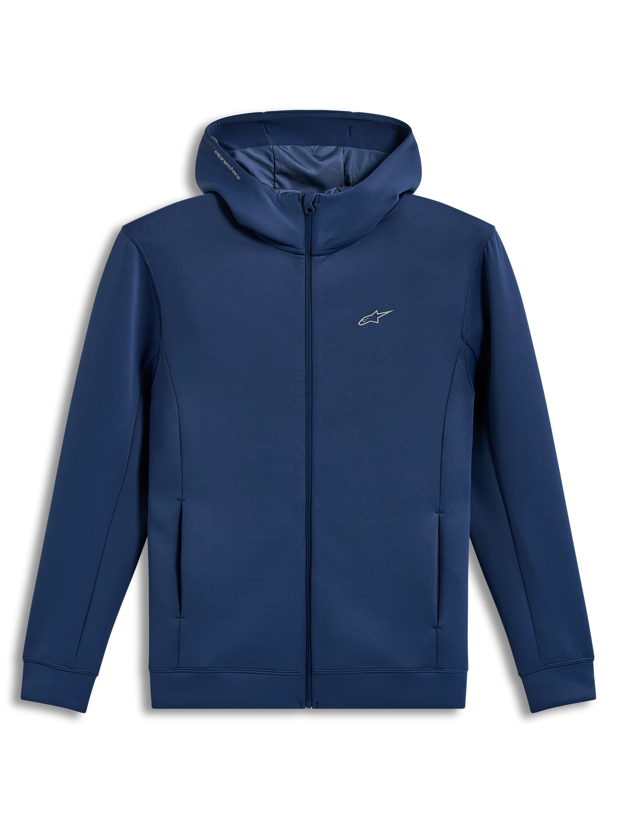 Alpinestars Cypher Hoodie, sweat à capuche zippé en polaire tri-mélange bleu acier avec capuche à col haut doublée en mesh et poches, style sportswear