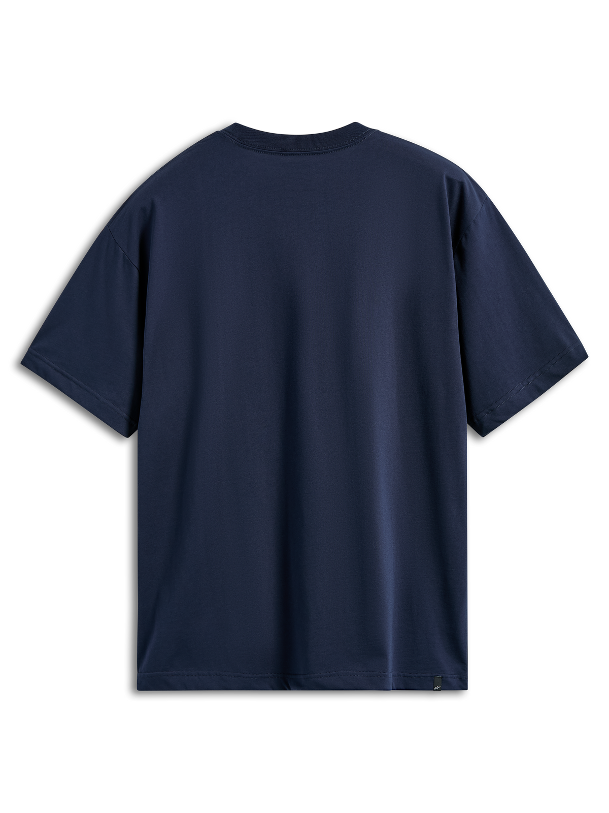 T-shirt Alpinestars Aplomb Oversized CSF, t-shirt à manches courtes, bleu marine, vue de dos, coupe décontractée surdimensionnée, design uni avec une petite étiquette logo sur l'ourlet inférieur, vêtement de sport décontracté