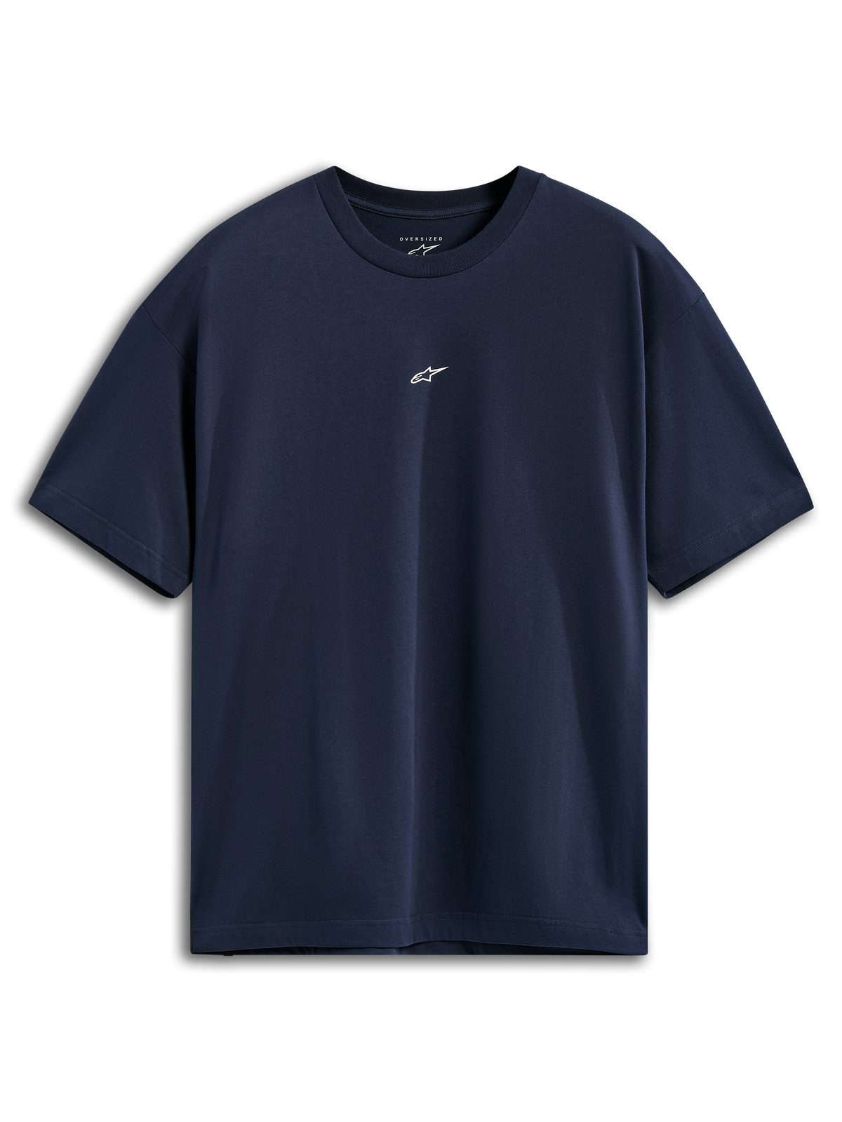 T-shirt Alpinestars Focused Oversized CSF, t-shirt à manches courtes, bleu marine, petit logo Astars blanc au centre de la poitrine, coupe surdimensionnée décontractée, sportswear décontracté
