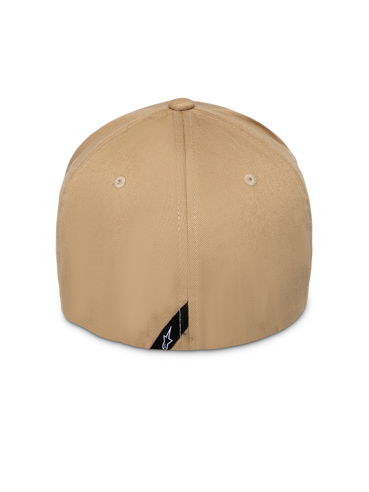 Casquette Alpinestars Pivot, Kaki, vue arrière, montrant la couronne structurée et le dos flexible, avec une petite étiquette diagonale noire et logo Astars blanc, couvre-chef sportswear décontracté