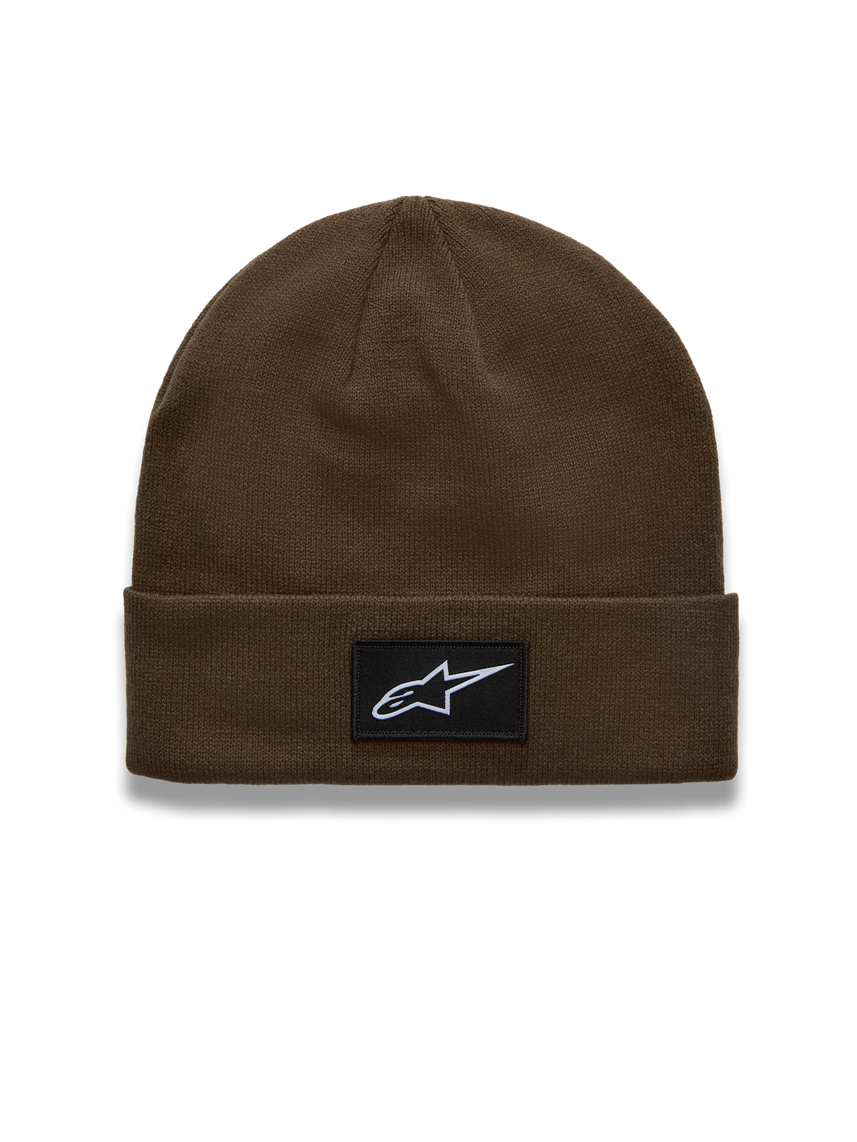 Alpinestars Augment Cuff Bonnet, bonnet sportswear marron en maille jersey, avec écusson logo Astars tissé sur le revers.