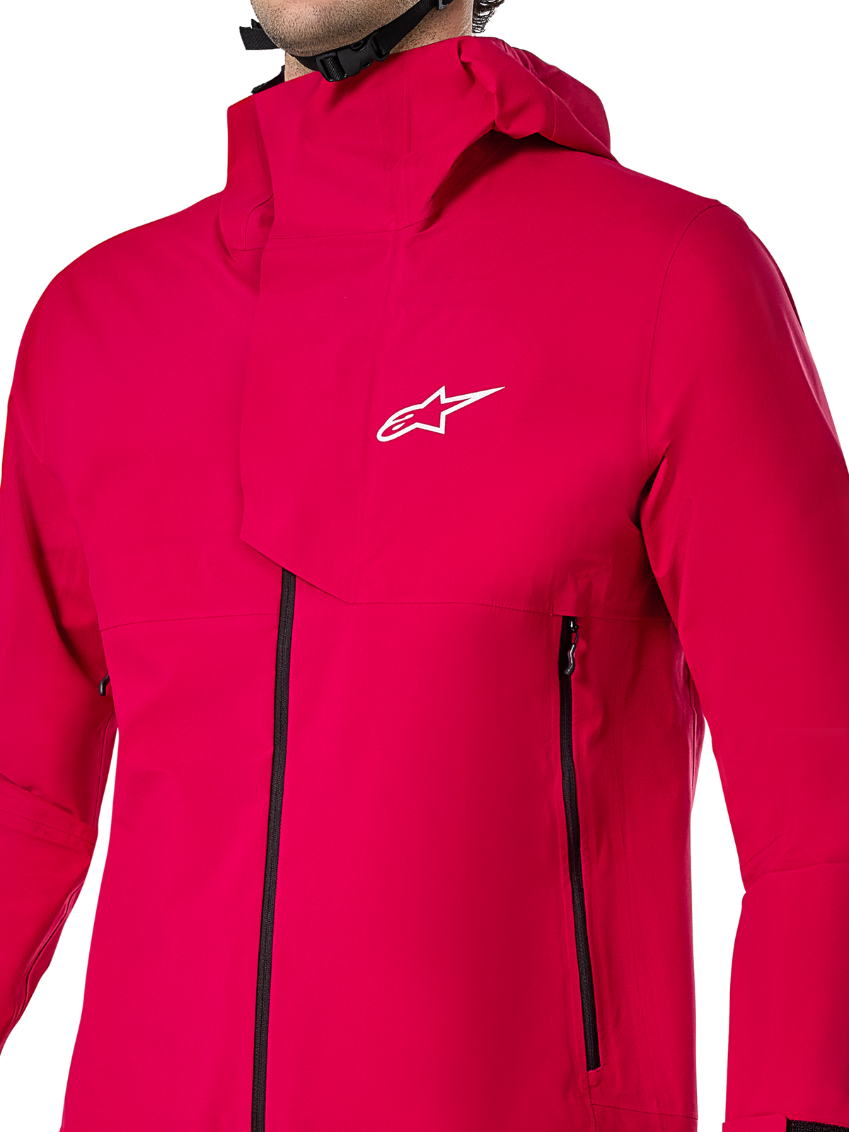 Veste imperméable Alpinestars A-Dura Elite, veste de pluie VTT, rouge fluo, construction technique en ripstop à 3 couches avec capuche par-dessus le casque et rabat tempête frontal, équipement de cyclisme haute performance pour rouler sur les sentiers par tous les temps