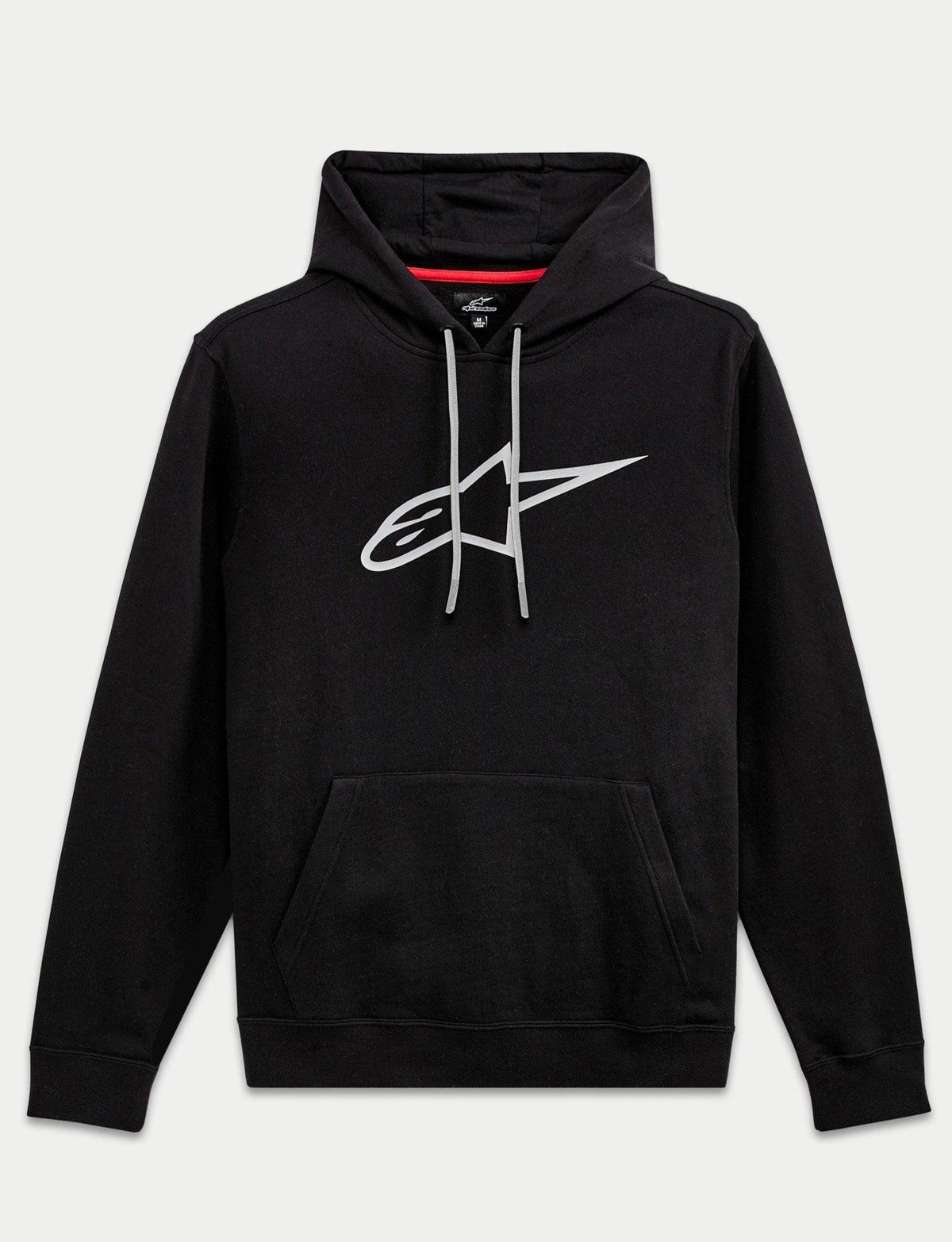 Alpinestars Ageless V3 Hoodie, sweat à capuche de sportswear en polaire, noir et gris, construction en coton avec grand logo étoile brodé, poche kangourou et capuche à cordon réglable