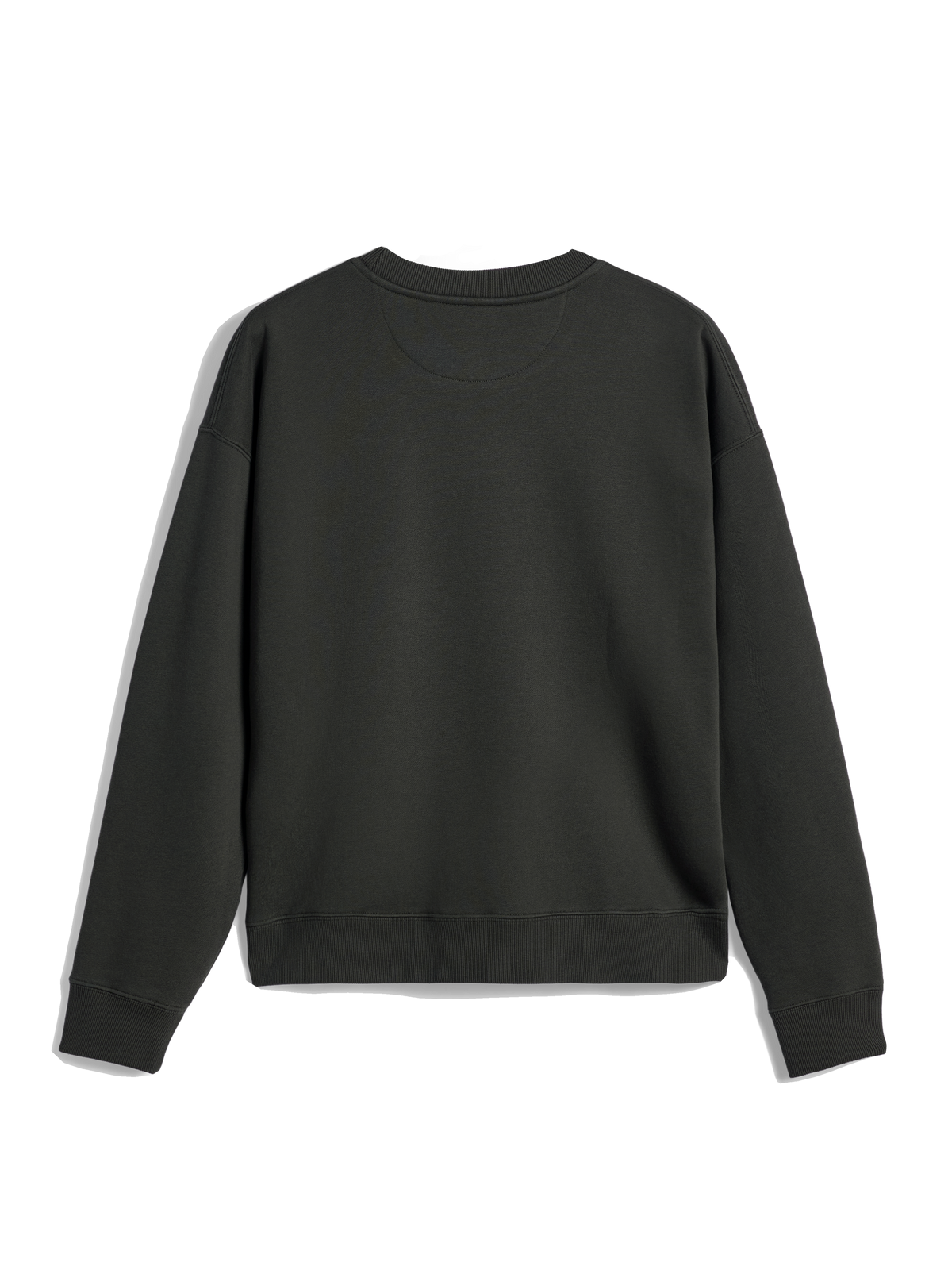 Alpinestars Essentials Ageless Crew, sweat-shirt à col rond, Off Black, vue de dos montrant le col, les poignets et l'ourlet côtelés, polaire compacte haut de gamme, style streetwear décontracté