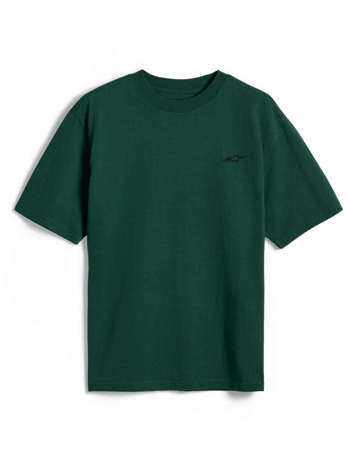 Alpinestars Essentials Ageless SS Tee, t-shirt à manches courtes, vert sapin, avec un petit logo Alpinestars sur la poitrine, streetwear décontracté motorsport