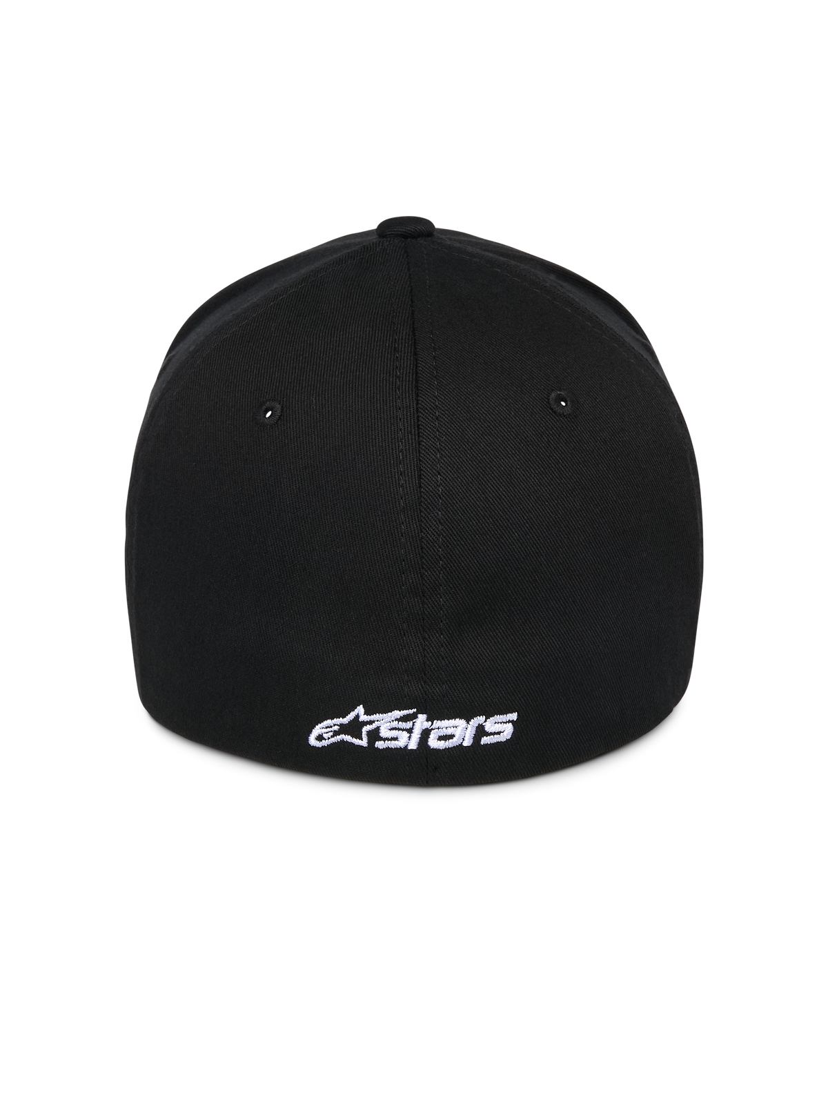 Alpinestars Ageless Multi Hat, casquette de baseball noire, vue arrière avec logo Astars brodé en blanc, design dos flexible, style sportswear décontracté