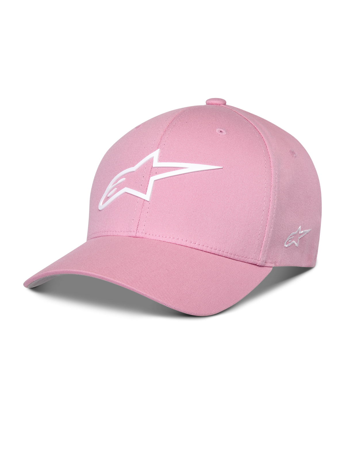 Alpinestars Ageless Multi Hat, casquette de baseball rose, visière incurvée, logo Astars blanc en impression 3D, couronne structurée, sportswear décontracté