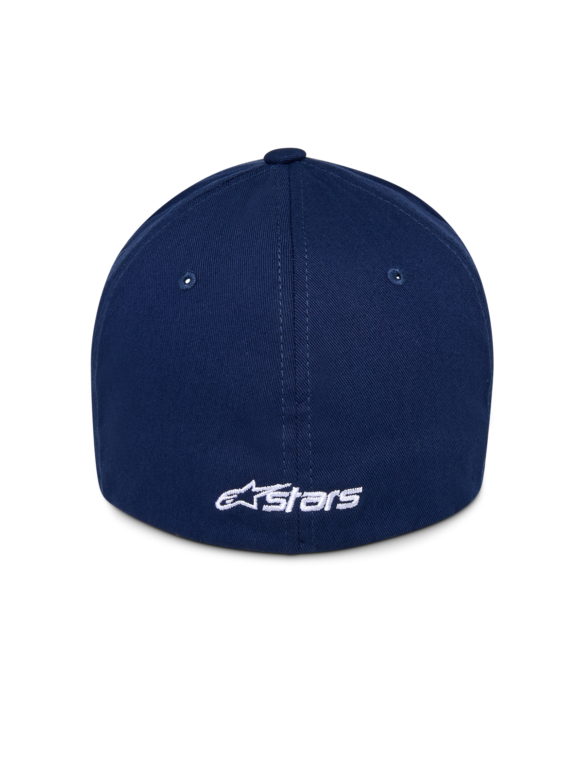 Alpinestars Ageless Multi Hat, Navy Blue baseball cap, back view featuring white embroidered Astars logo, structured crown with stitched panels, casual motorsport-inspired headwear