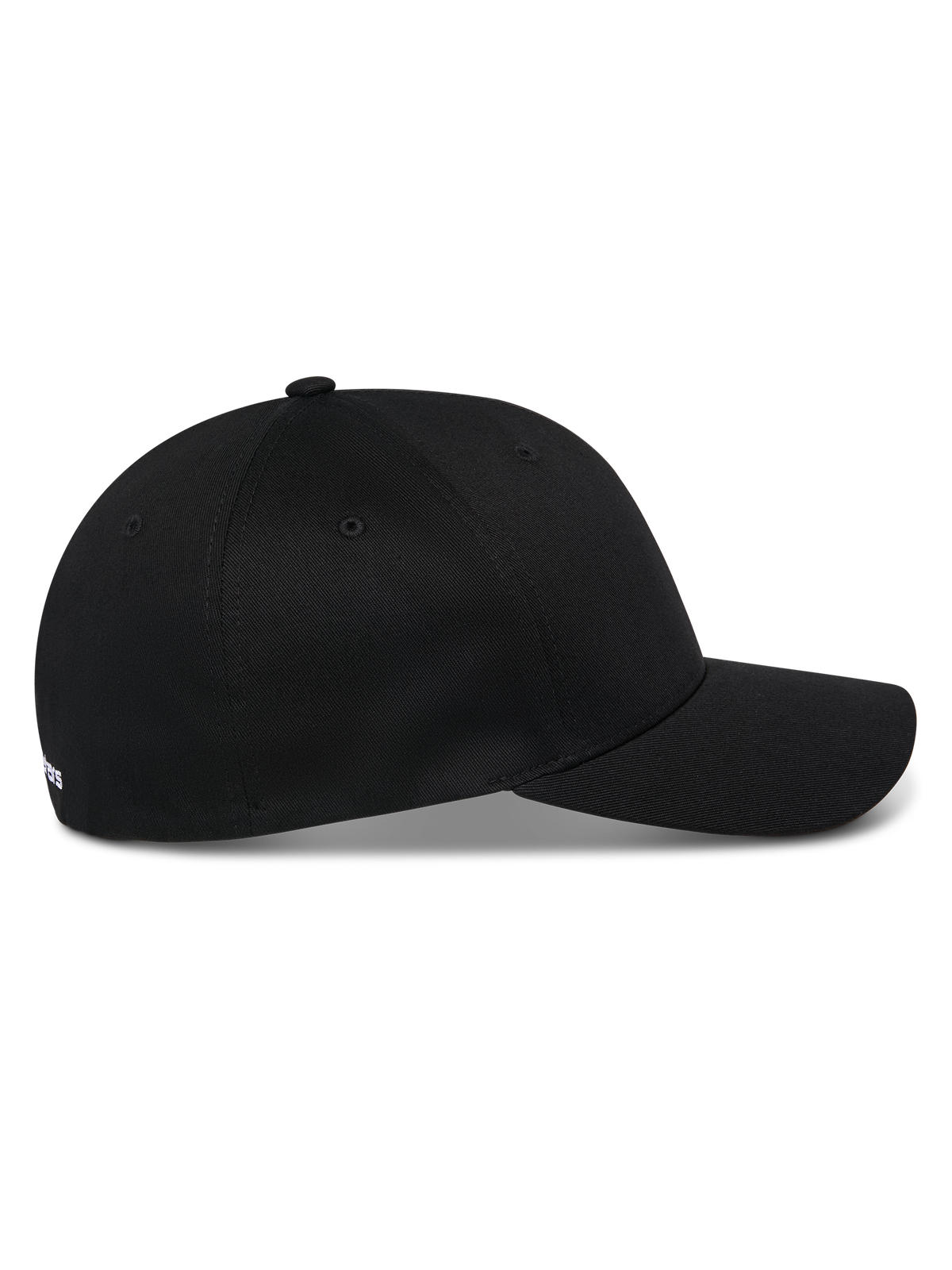 Casquette Alpinestars Corp Shift Multi, casquette de baseball noire, vue de profil, visière courbée, couronne structurée, sergé extensible, vêtement décontracté motorsport