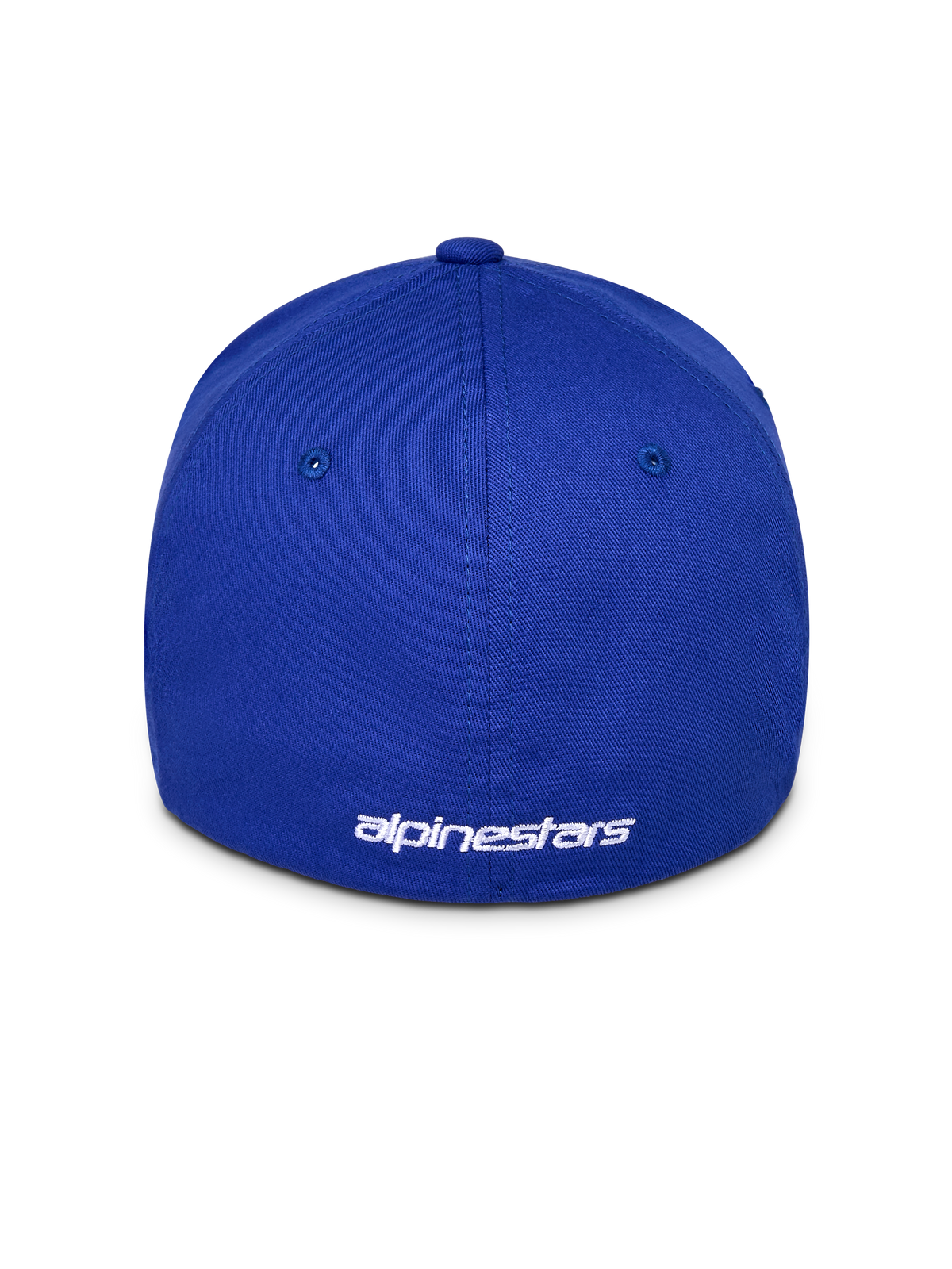 Casquette Alpinestars Corp Shift Multi, casquette de baseball bleue, vue arrière présentant un logo brodé blanc, design à dos flexible, couronne structurée en tissu sergé extensible