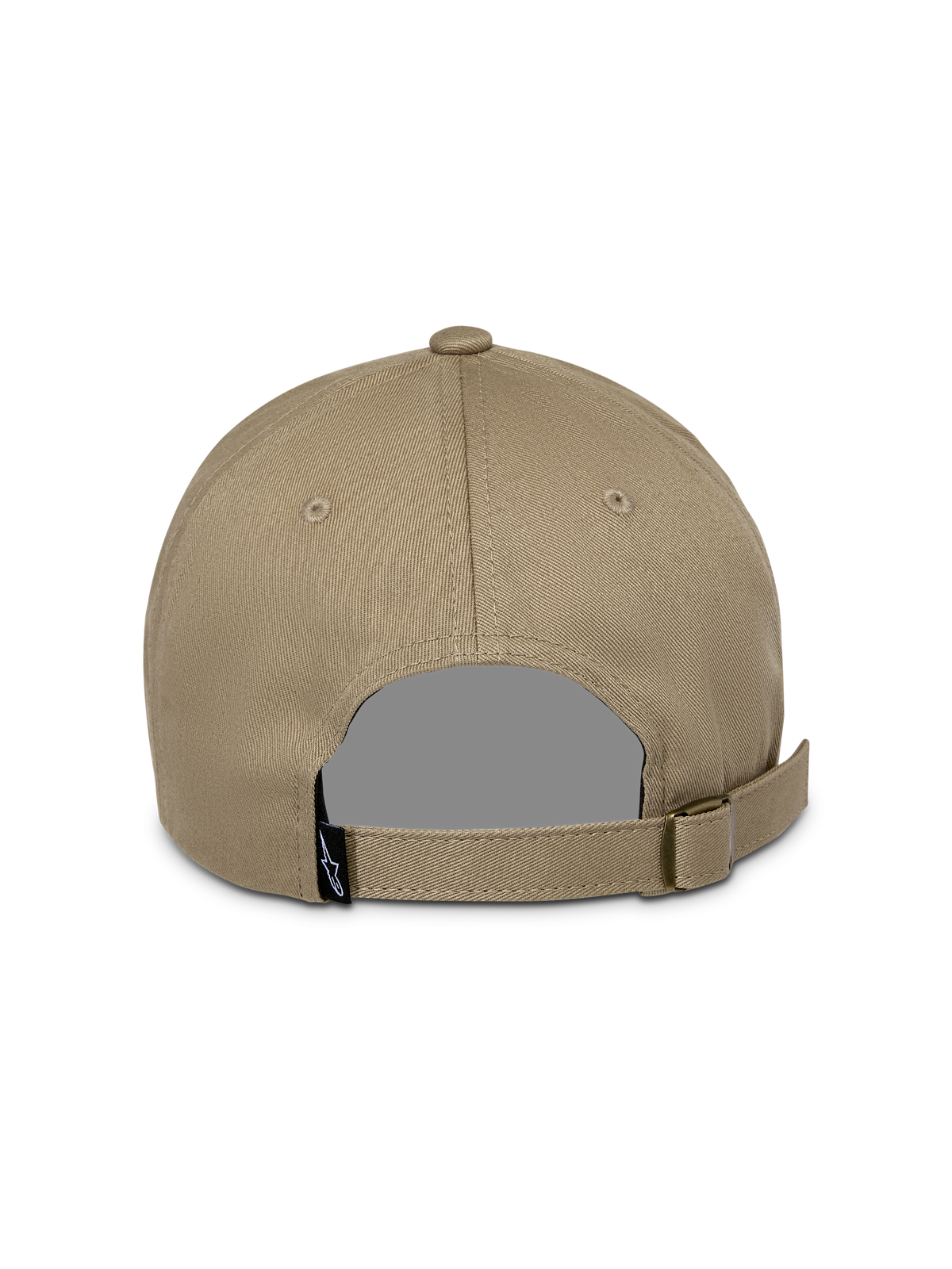 Casquette Alpinestars Deduce Strapback, Kaki, vue arrière avec sangle réglable et boucle métallique, dotée d'une petite étiquette logo noire, couvre-chef décontracté en sergé de coton