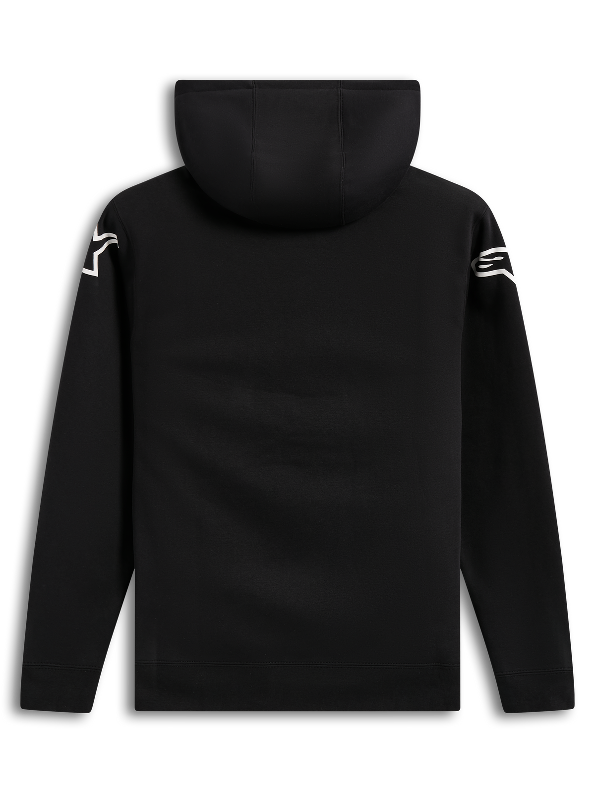 Alpinestars Velocifier Hoodie, sweat à capuche noir en mélange de coton, vue de dos avec logos blancs sur les épaules.
