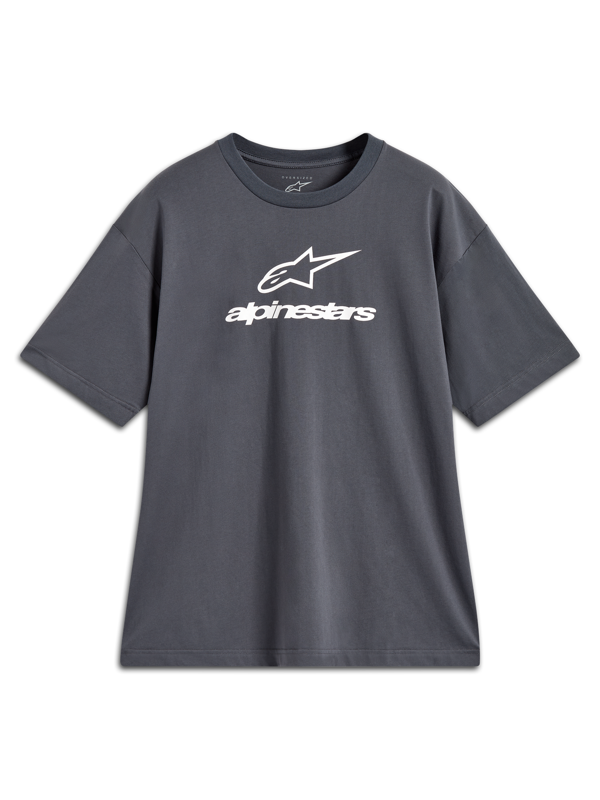 Alpinestars Prelude Oversized CSF Tee, t-shirt gris anthracite à manches courtes, logo blanc à l'avant, style sportswear.