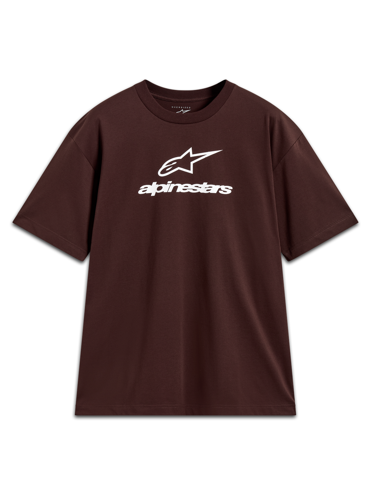 Alpinestars Prelude Oversized CSF, t-shirt à manches courtes marron avec logo blanc empilé sur la poitrine, style sportswear