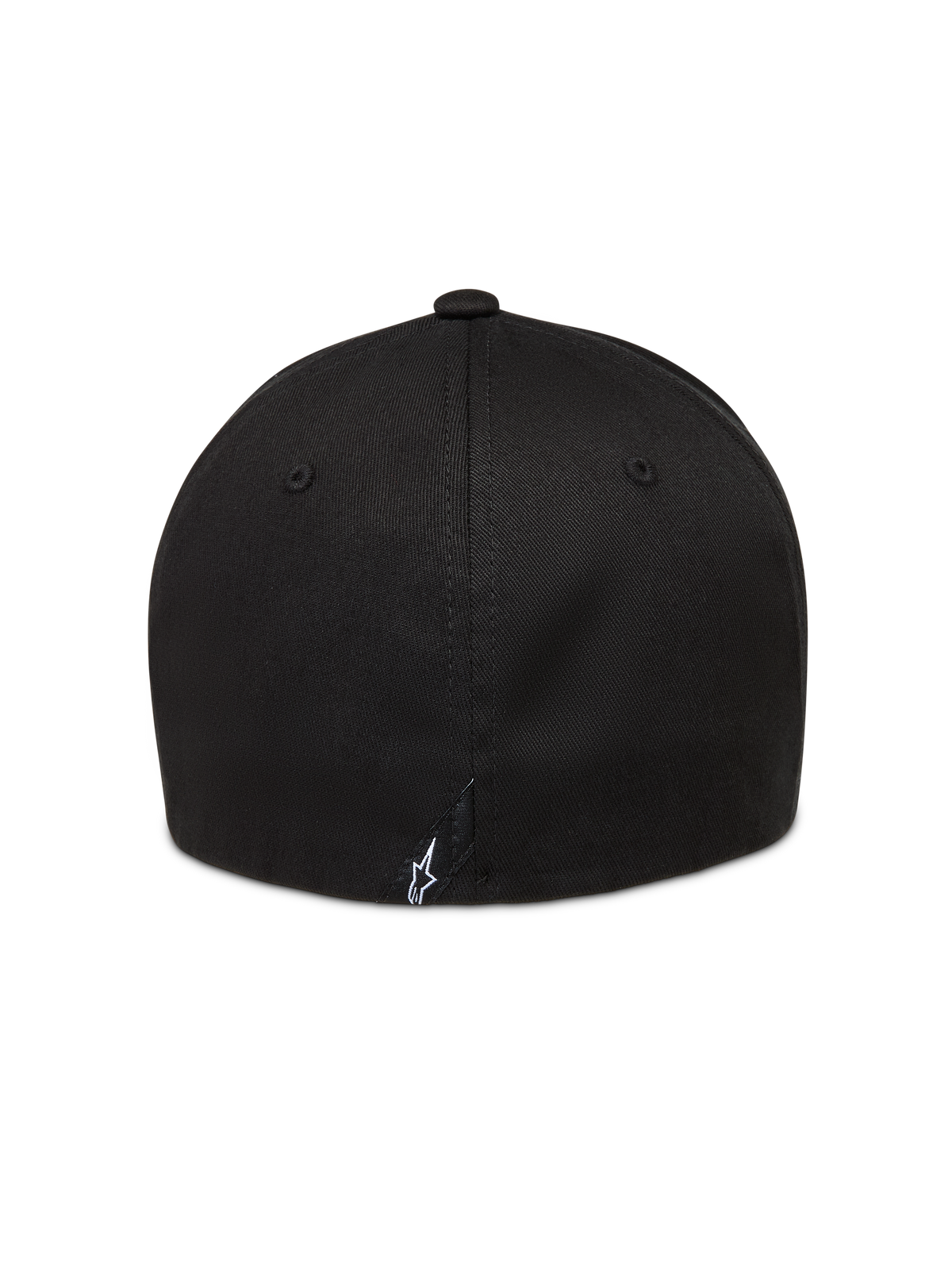Alpinestars Arclight, casquette sportswear noire à dos flexible, vue de dos avec petit logo Astars blanc brodé