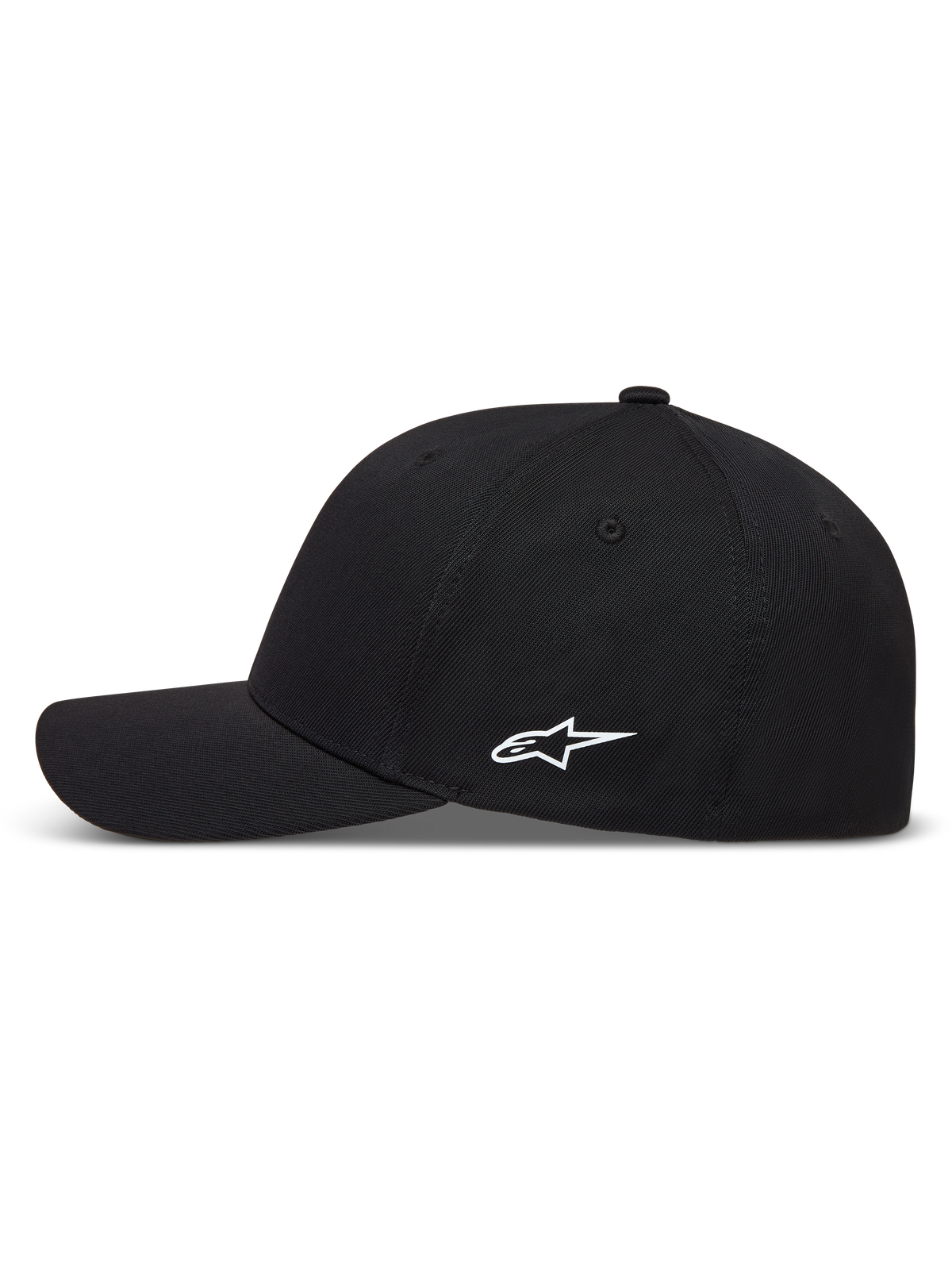 Alpinestars Points, casquette sportswear noire en nylon tactel avec logo HD blanc et visière incurvée