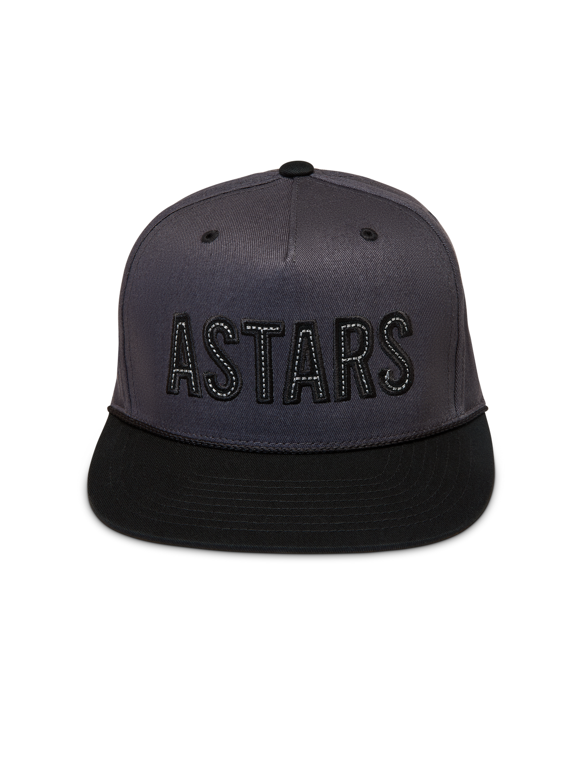 Alpinestars Stadium Snapback, casquette sportswear grise et noire avec visière plate, couronne structurée et logo Astars.