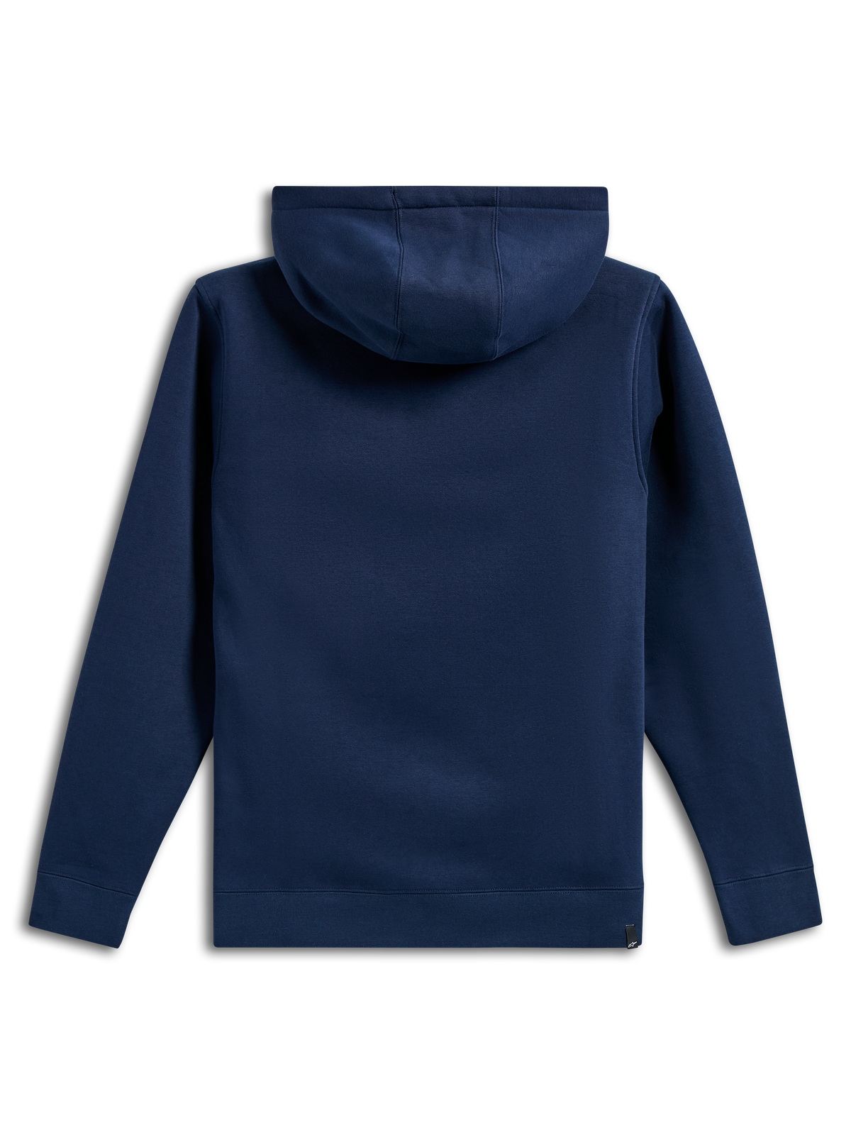 Sweat à capuche Alpinestars Ride V3, vue arrière d'un sweat à capuche en polaire bleu marine, design uni avec poignets et ourlet côtelés, capuche doublée de jersey, vêtement sportswear décontracté inspiré du sport automobile