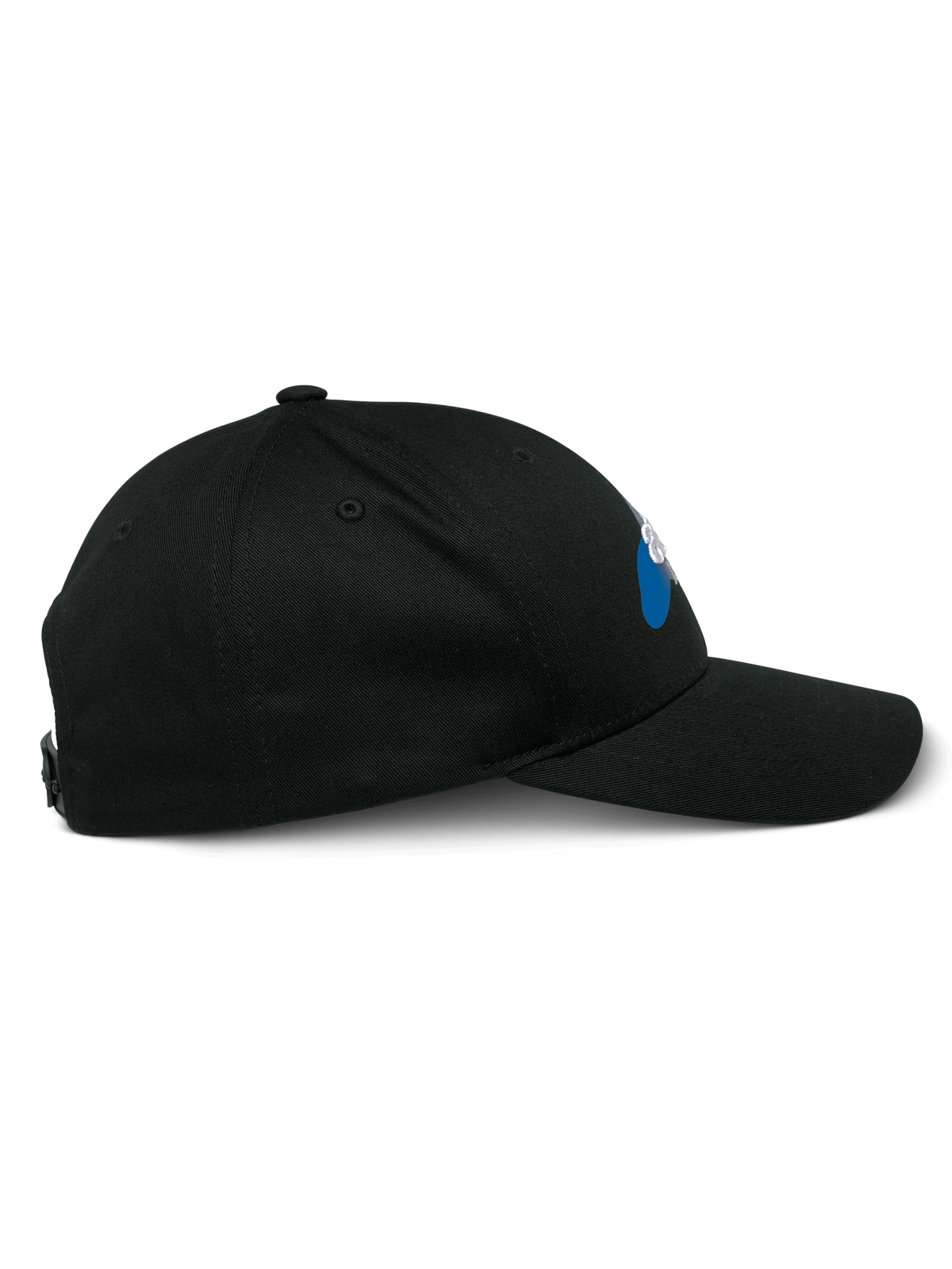 Casquette Profile Alpinestars, vue de côté, noir, visière courbée avec couronne structurée, fermeture à pression, couvre-chef décontracté inspiré du sport automobile