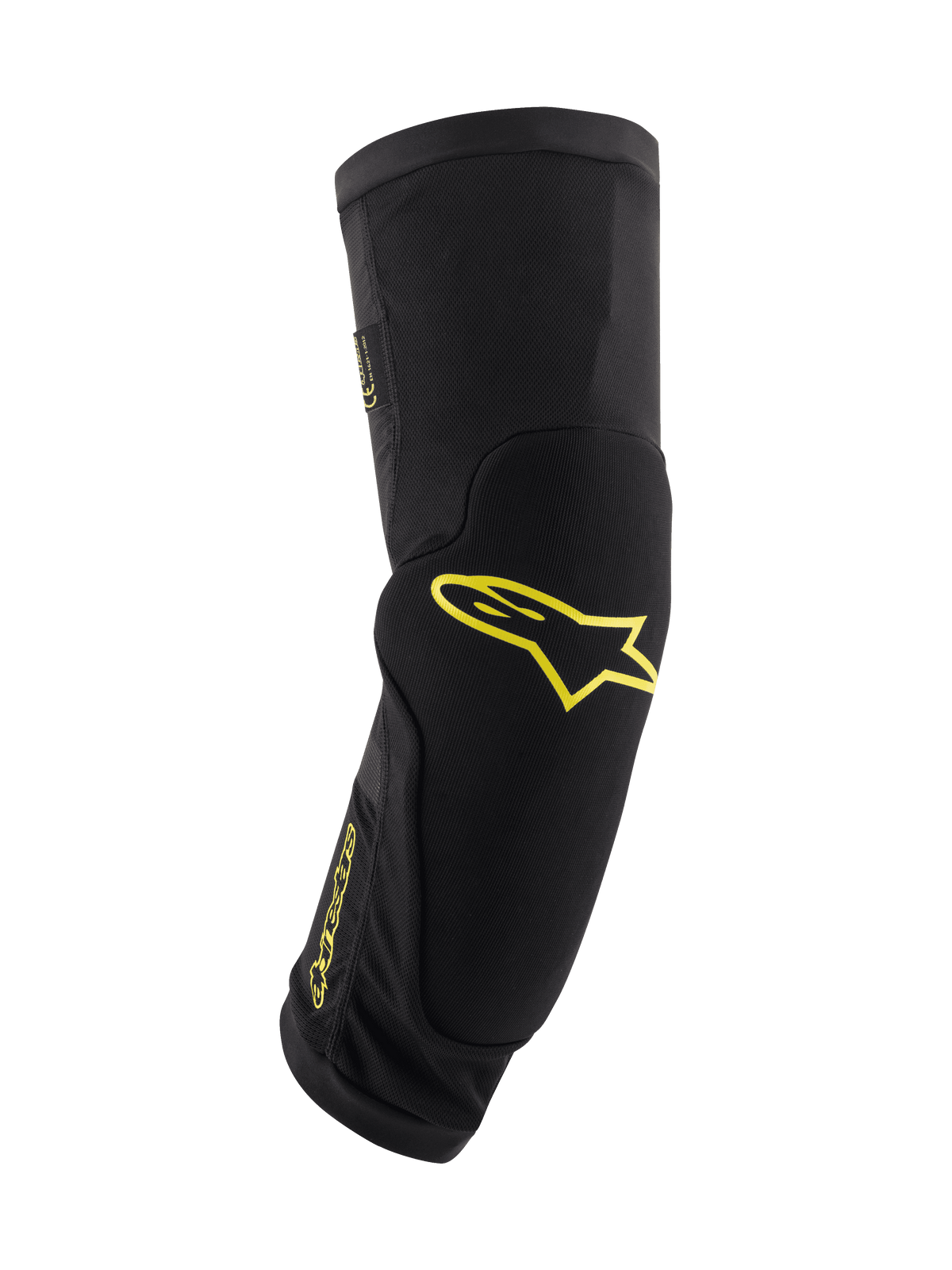 Genouillères Alpinestars Paragon Plus, noires avec logos jaune acide, équipement de protection pour VTT, manchon tubulaire à enfiler avec rembourrage intégré, maille respirante et tissu texturé durable