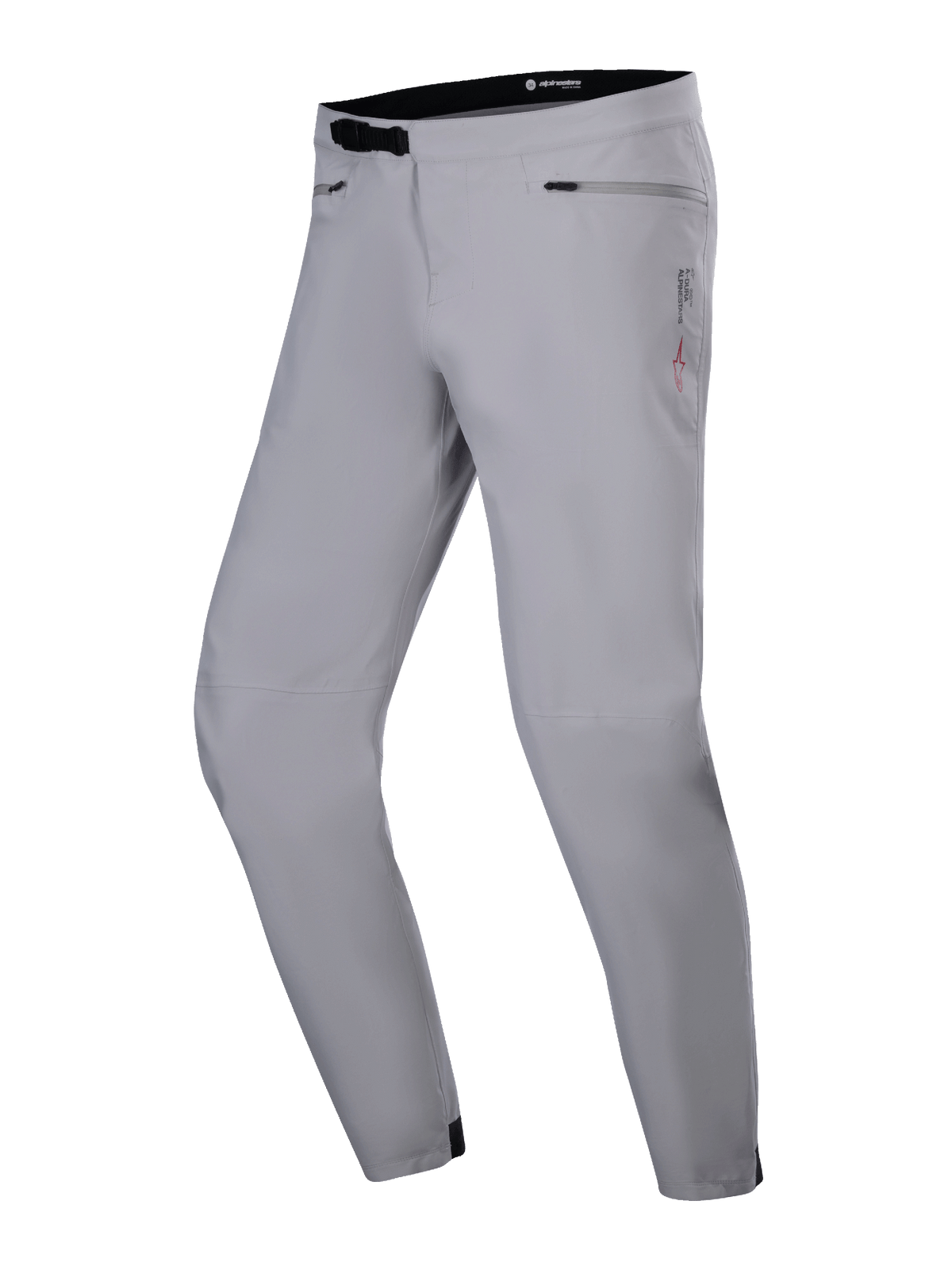 Alpinestars A-Dura Waterproof Pants, pantalon de VTT, gris titane, avec fermeture à cliquet noire à la taille, poches zippées aux hanches et jambes fuselées, conception imperméable durable pour le VTT