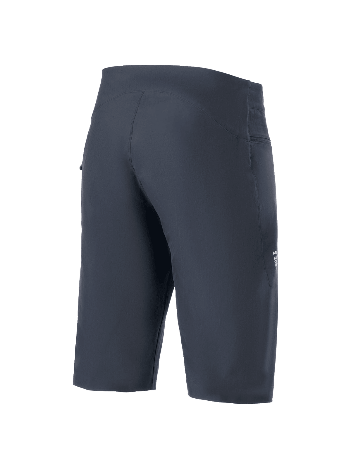 Short Alpinestars A-Aria, short de VTT, noir, vue arrière de trois-quarts, coupe performance ergonomique, tissu technique extensible 4 directions, marquage latéral discret, équipement de cyclisme VTT
