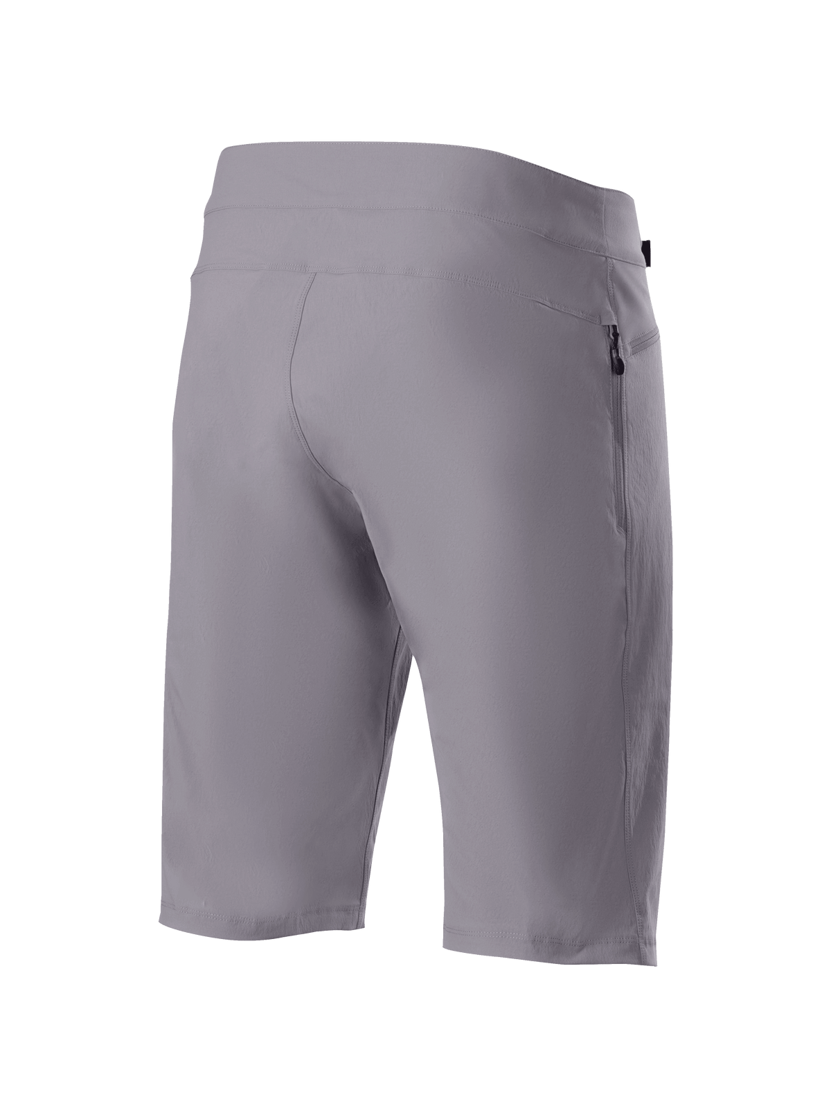 Alpinestars A-Dura Liner Shorts, short de VTT gris foncé, vue arrière présentant le textile extensible 2 directions durable et une poche latérale zippée verticale, vêtement de cyclisme VTT fonctionnel