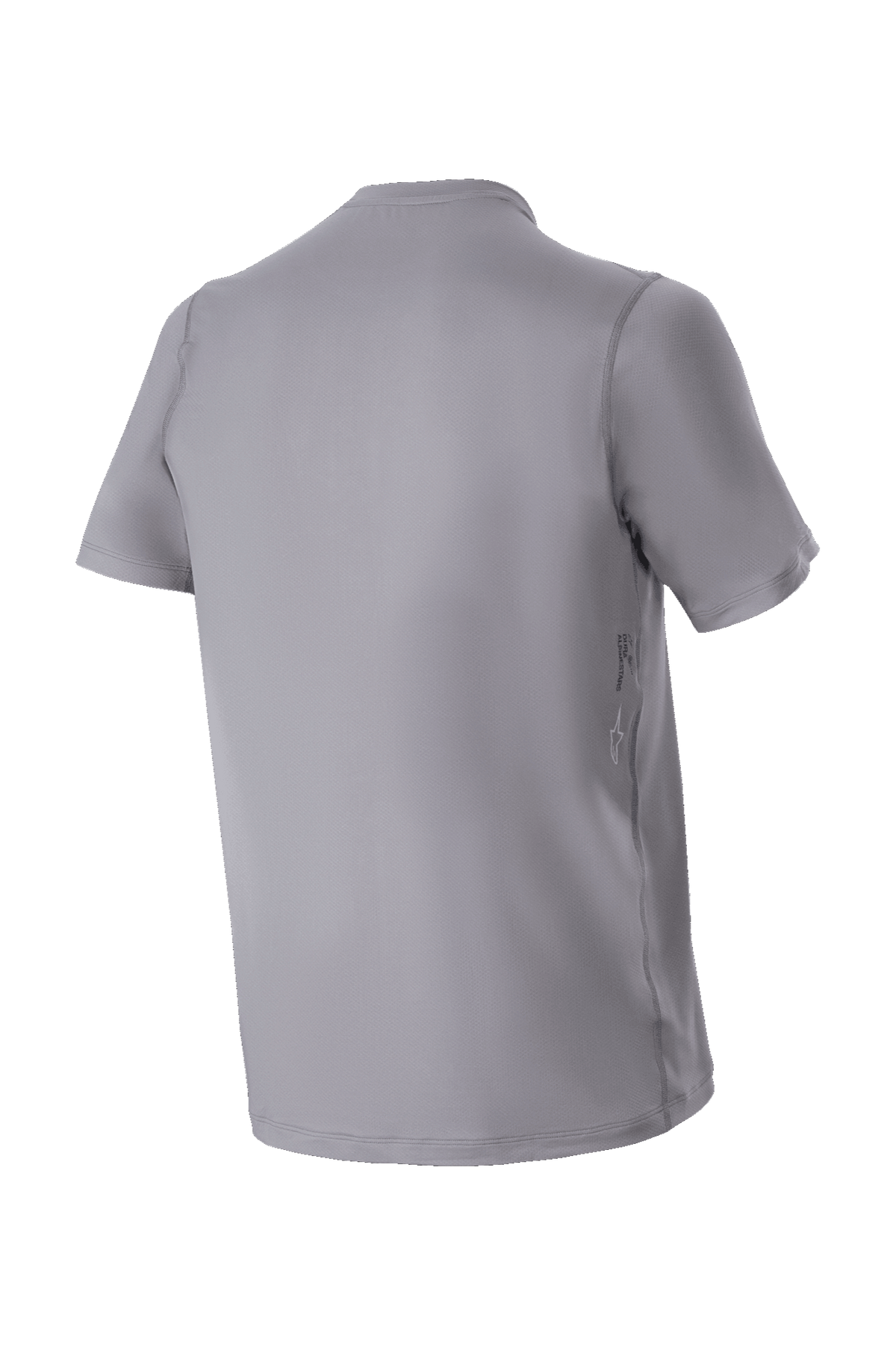 Alpinestars A-Dura Astar Short Sleeve Jersey, Dark Gray, rear view of mountain bike jersey, featuring a longer drop tail and subtle side branding, jacquard texture for cycling performance
