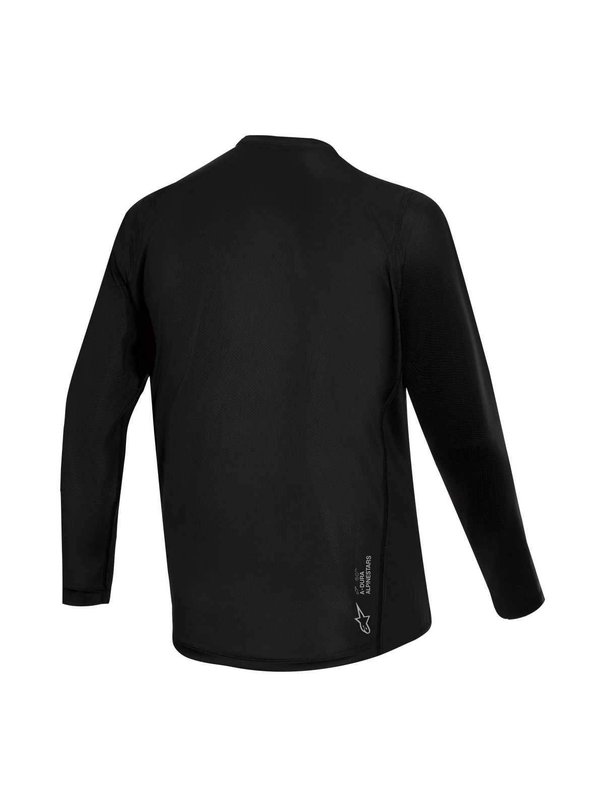 Maillot Stella A-Dura Ride noir à manches longues, vue arrière avec texture jacquard et logo Alpinestars.
