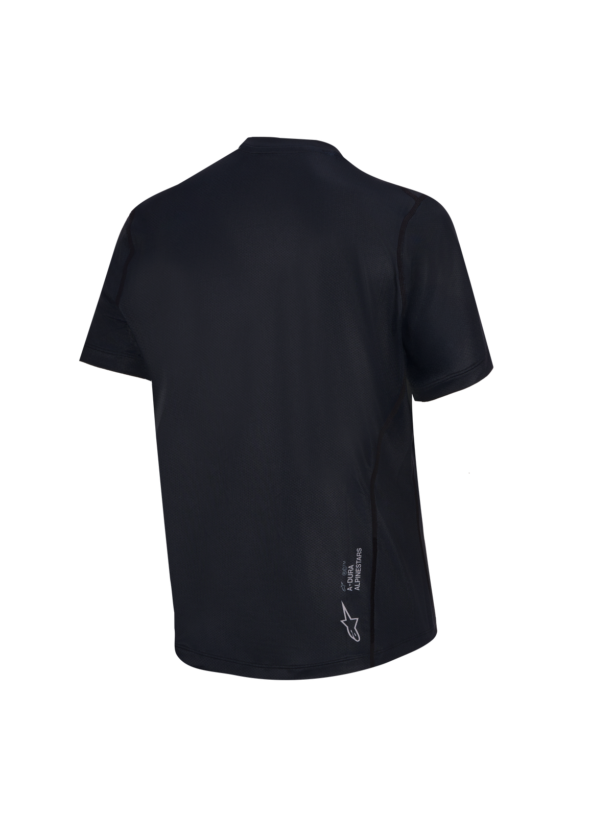 Maillot de VTT Stella A-Dura Ride noir pour femme, vue arrière à manches courtes avec logo Astars blanc.