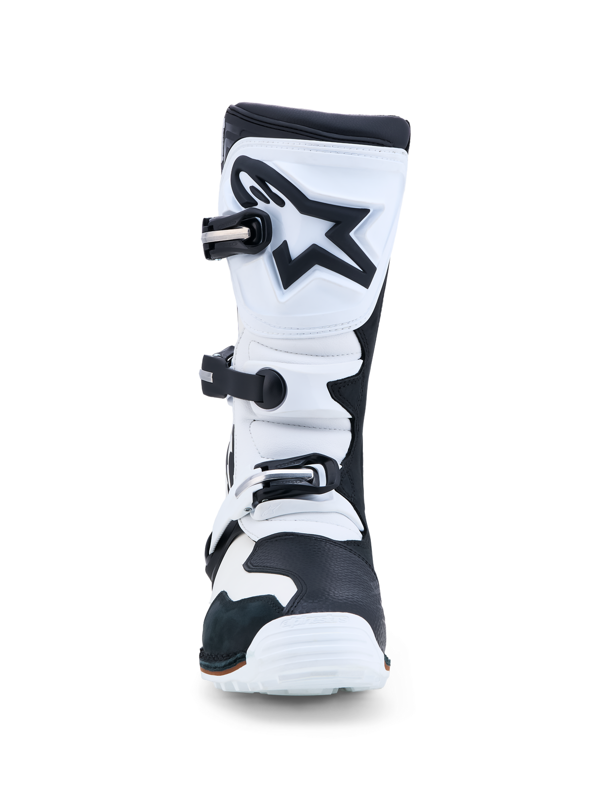 Alpinestars Bottes Tech-T, bottes de moto trial pour homme, noires et blanches, construction en cuir avec protection de tibia en TPU, certifiées CE