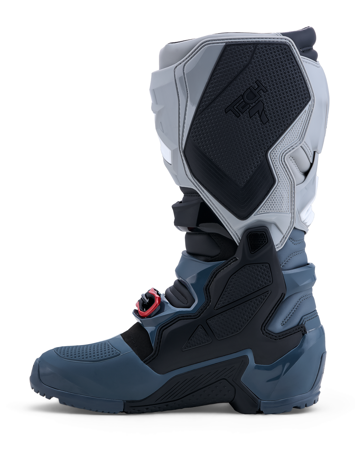 Alpinestars Tech 7 Enduro Drystar, bottes de moto tout-terrain, grises avec boucles rouges, imperméables, certifiées CE