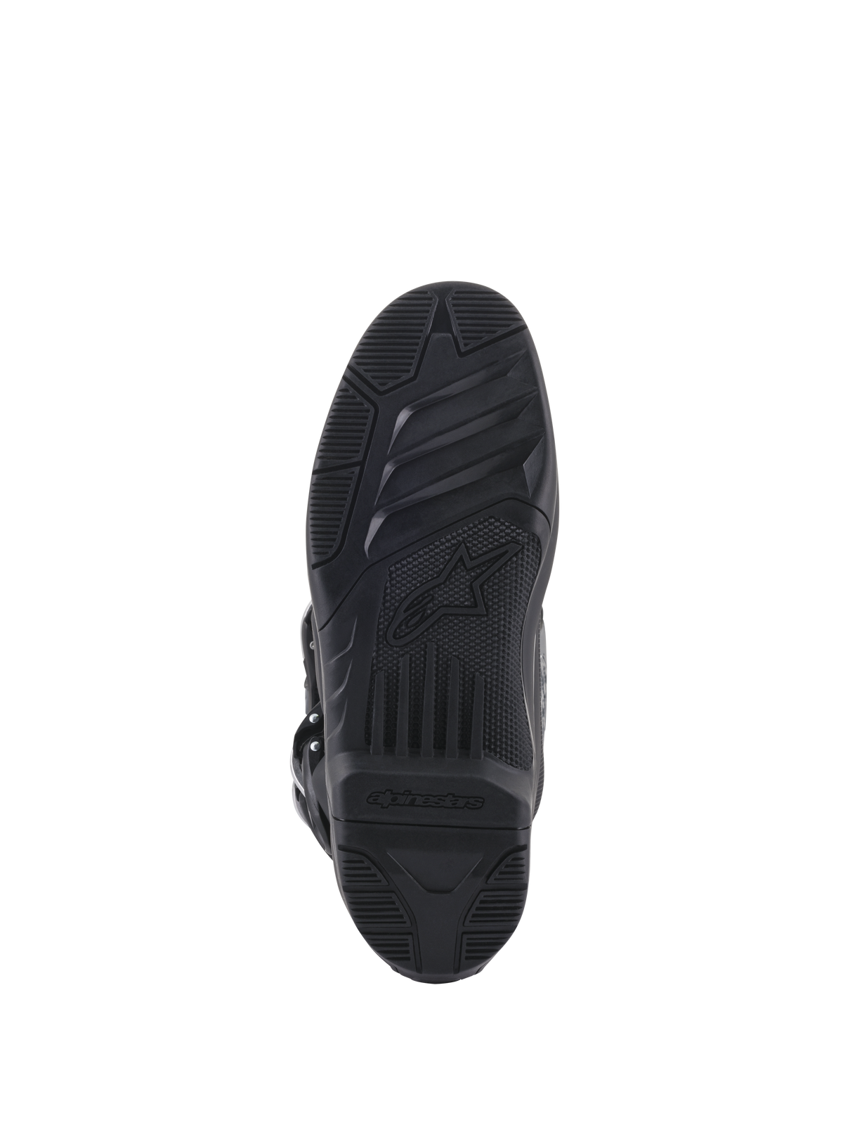 Alpinestars Tech 5, bottes de motocross noires, semelle à double composé remplaçable avec texture haute adhérence et logo