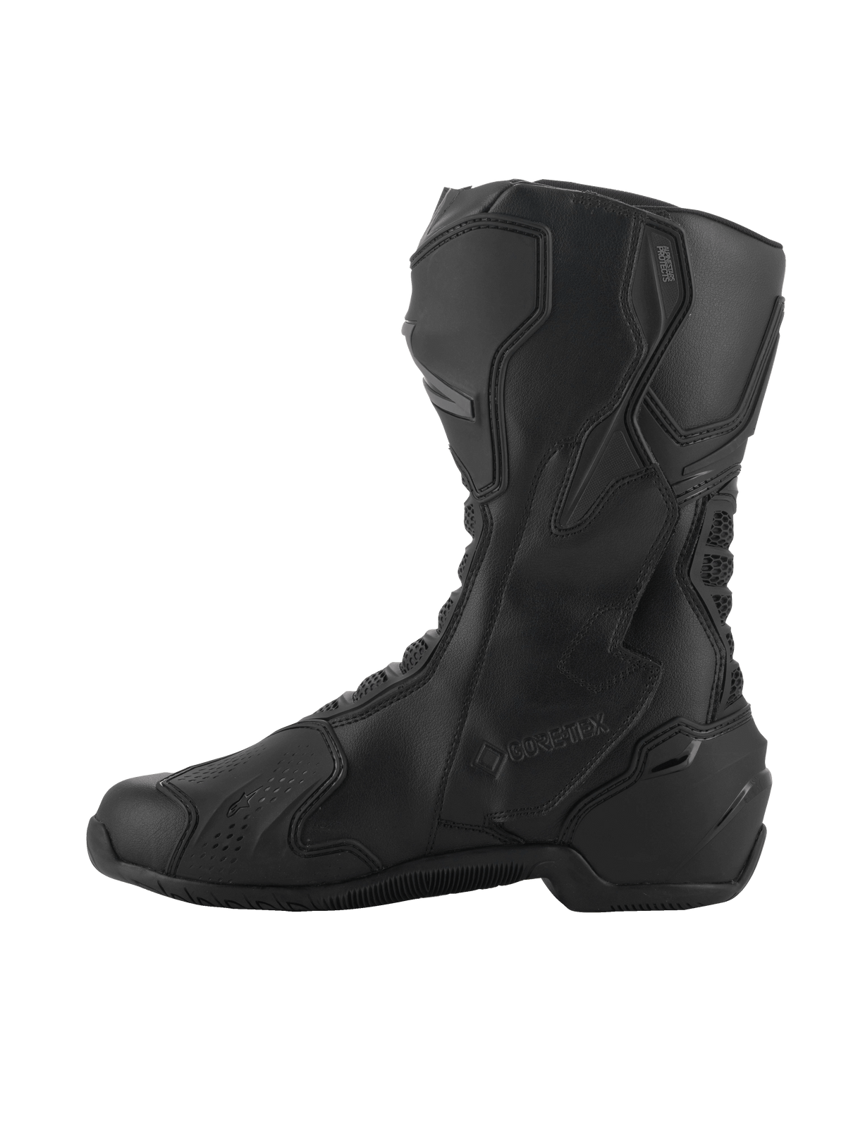 Alpinestars SMX-6 V3 GORE-TEX Boots, Performance Motorcycle Boots, Black, profile view featuring microfiber upper, TPU protectors, and GORE-TEX branding for all-weather road and sport riding.