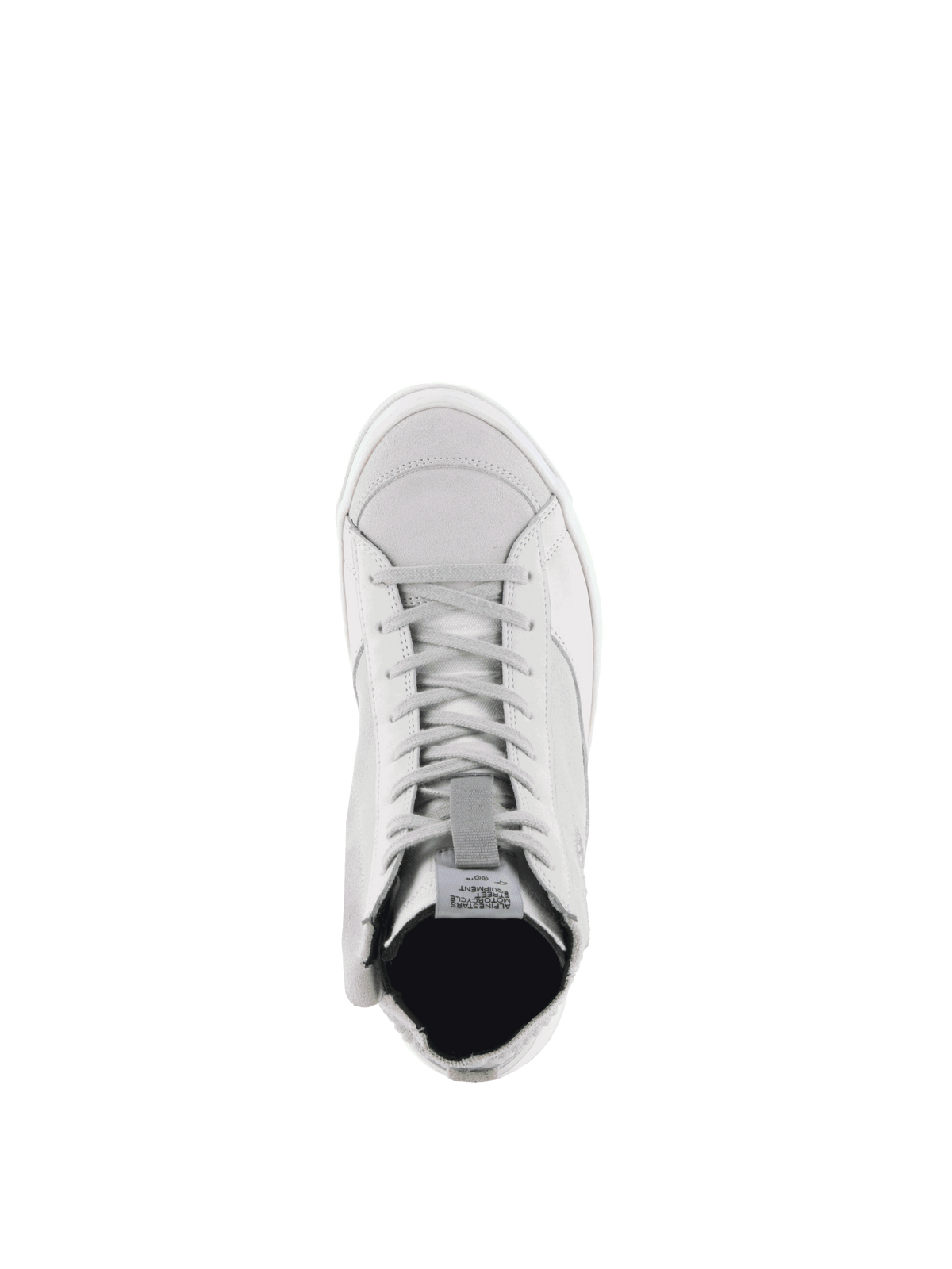 Alpinestars Chaussures Stella Stated Podium, chaussures de moto urbaines pour femme, blanches et grises, vue de dessus