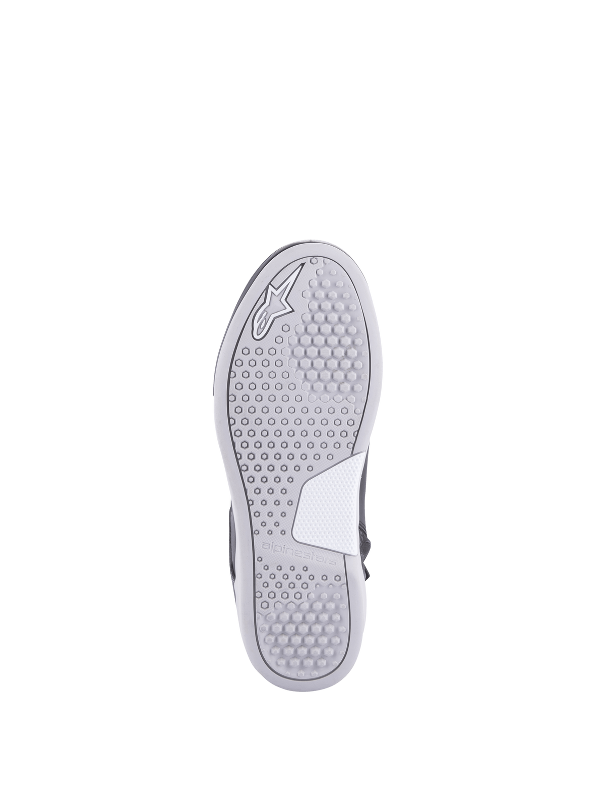 Chaussures Alpinestars Stella Chrome Drystar® pour femme, semelle de moto blanche et grise à motif hexagonal