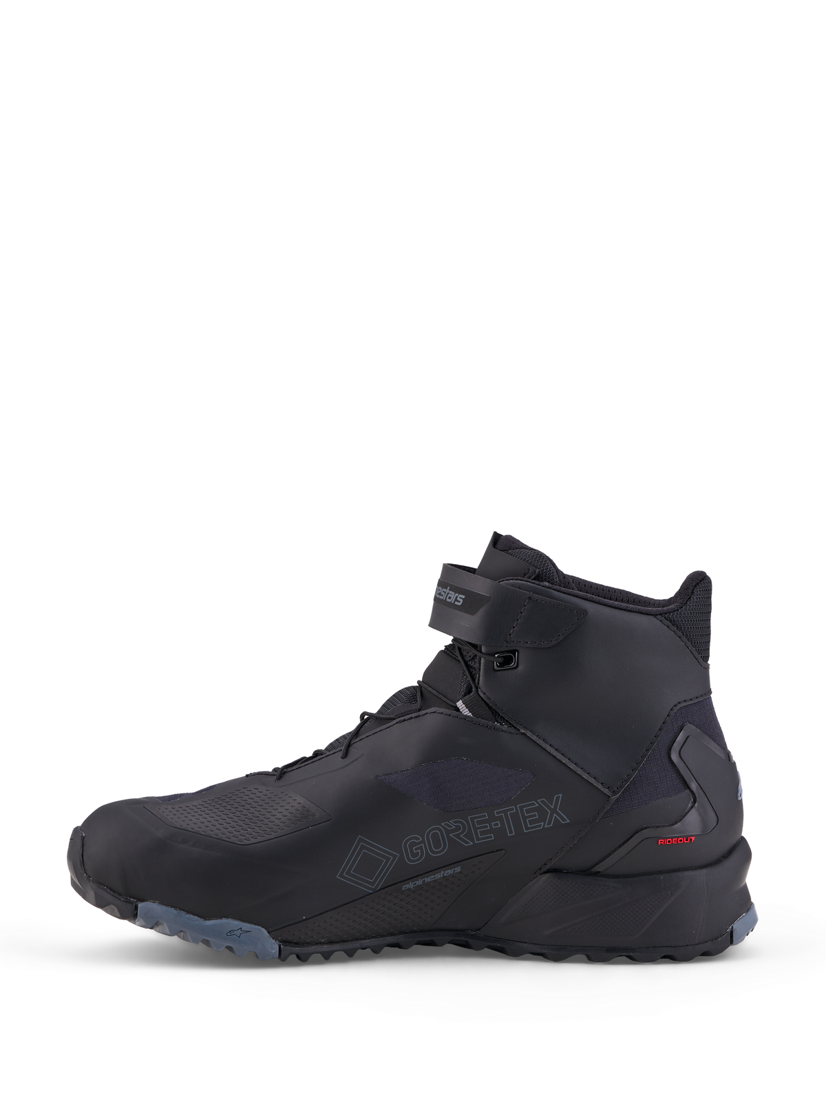 Alpinestars Cr X Gore Tex, chaussures de moto imperméables, noires et gris foncé, avec membrane GORE-TEX et sangle de serrage à la cheville