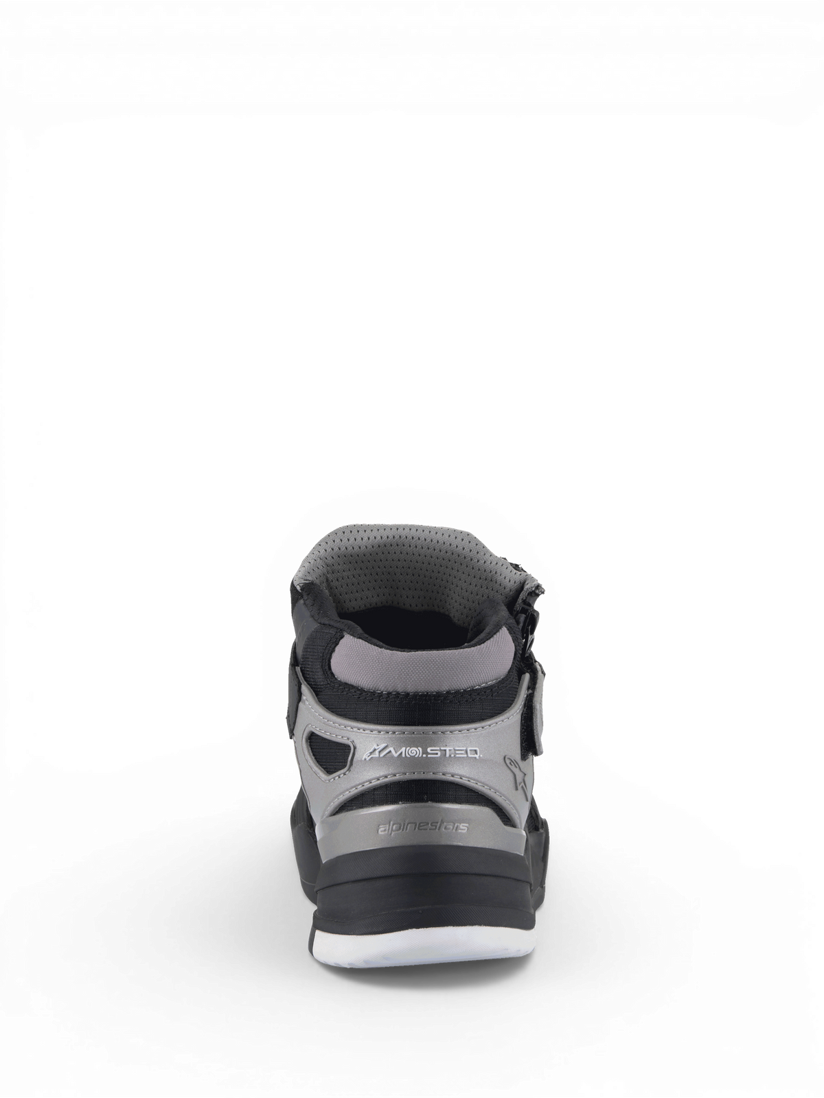 Alpinestars Chaussures Street Speedflight, chaussures de moto urbaines pour homme, noires et grises, vue arrière montrant les disques de protection de cheville.