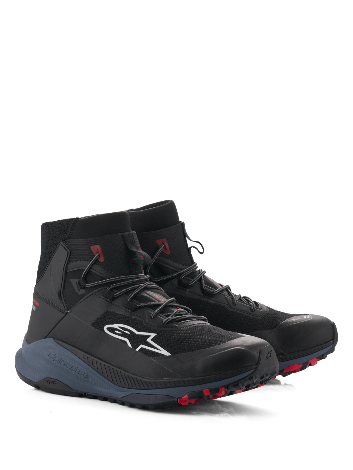 Alpinestars Speedforce XR Shoes, Black and Red urban motorcycle riding shoes with TPU ankle protection and CE certification.