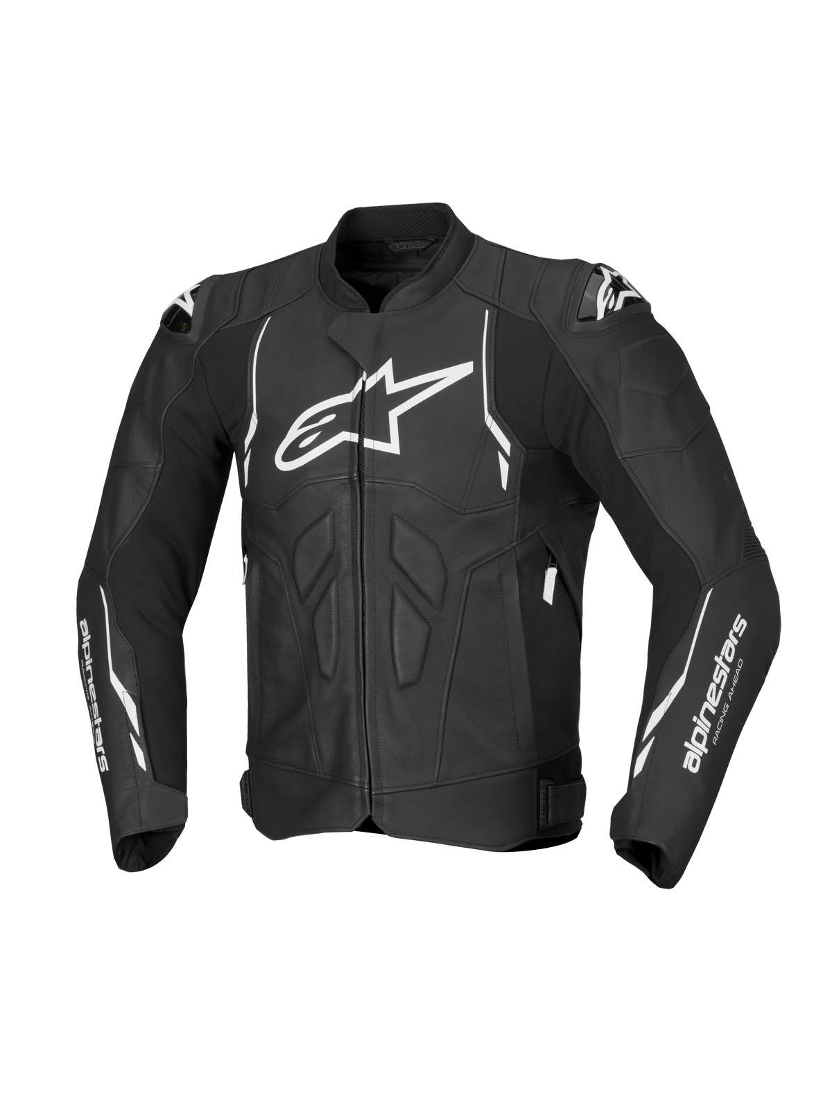 Alpinestars veste en cuir Dusk, veste de moto racing pour homme, noire et blanche, cuir de bovin premium, certifiée CE AA, compatible Tech-Air.