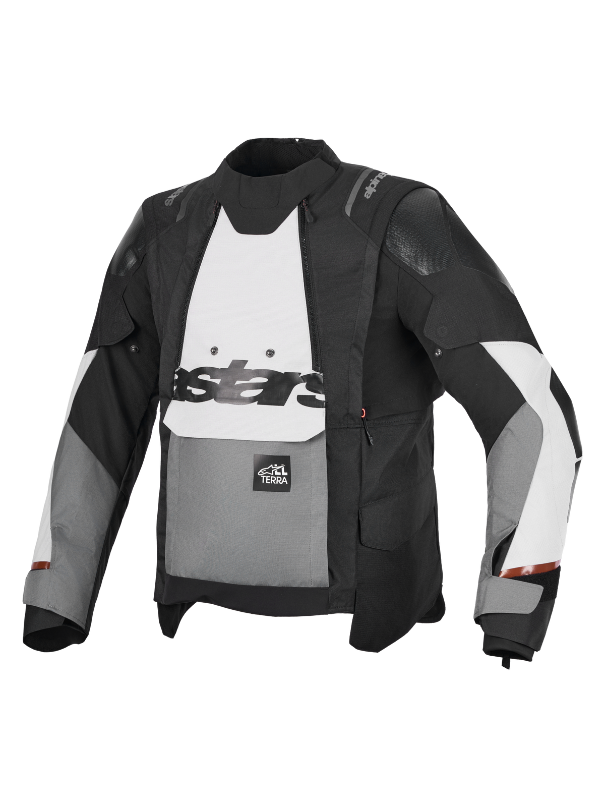 Alpinestars Harok V 2 Drystar, veste de moto adventure textile, gris, blanc et noir, imperméable