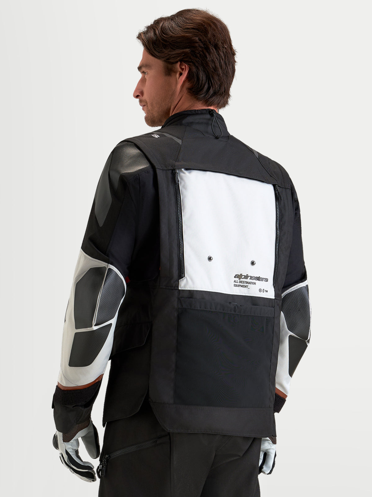Alpinestars Harok V 2 Drystar Veste, veste de moto d'aventure pour homme gris foncé, gris glacier et noir, vue de dos