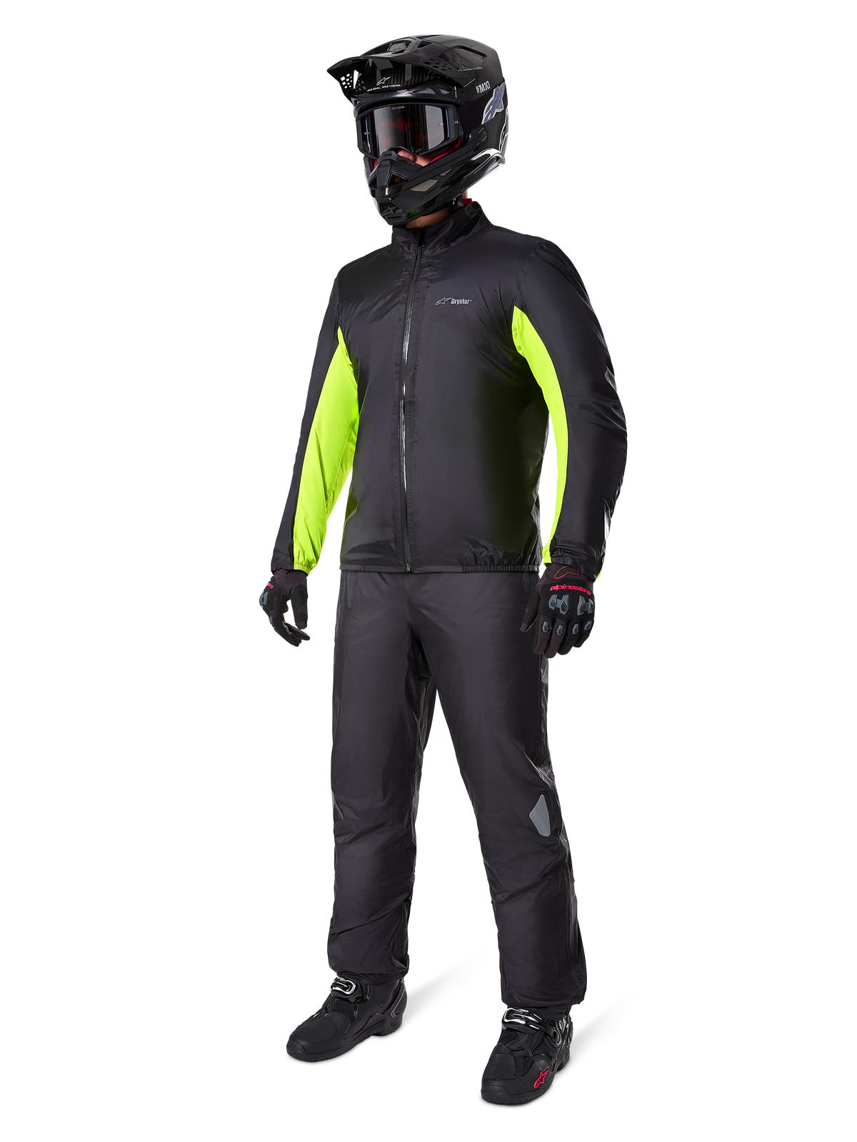 Alpinestars Bogotá Pro Drystar® Jacket liner, men's adventure motorcycle gear, Black and Yellow Fluo, waterproof textile.