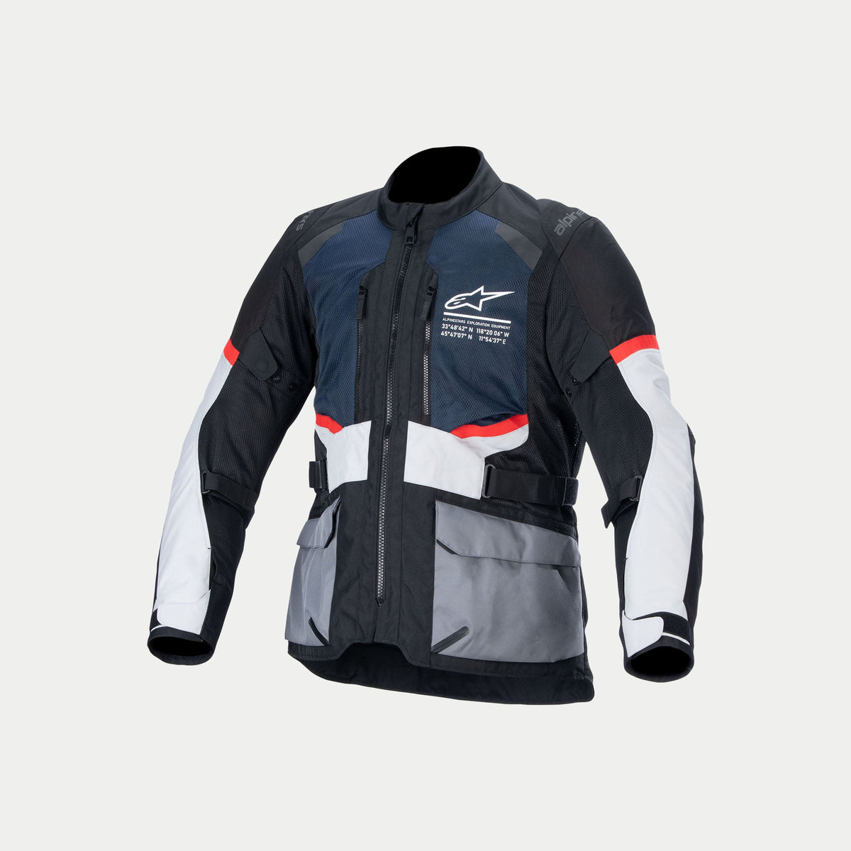 Alpinestars Veste Andes Air Drystar, veste de moto adventure touring pour homme, bleue, noire et grise, certifiée CE avec compatibilité Tech-Air et ventilation