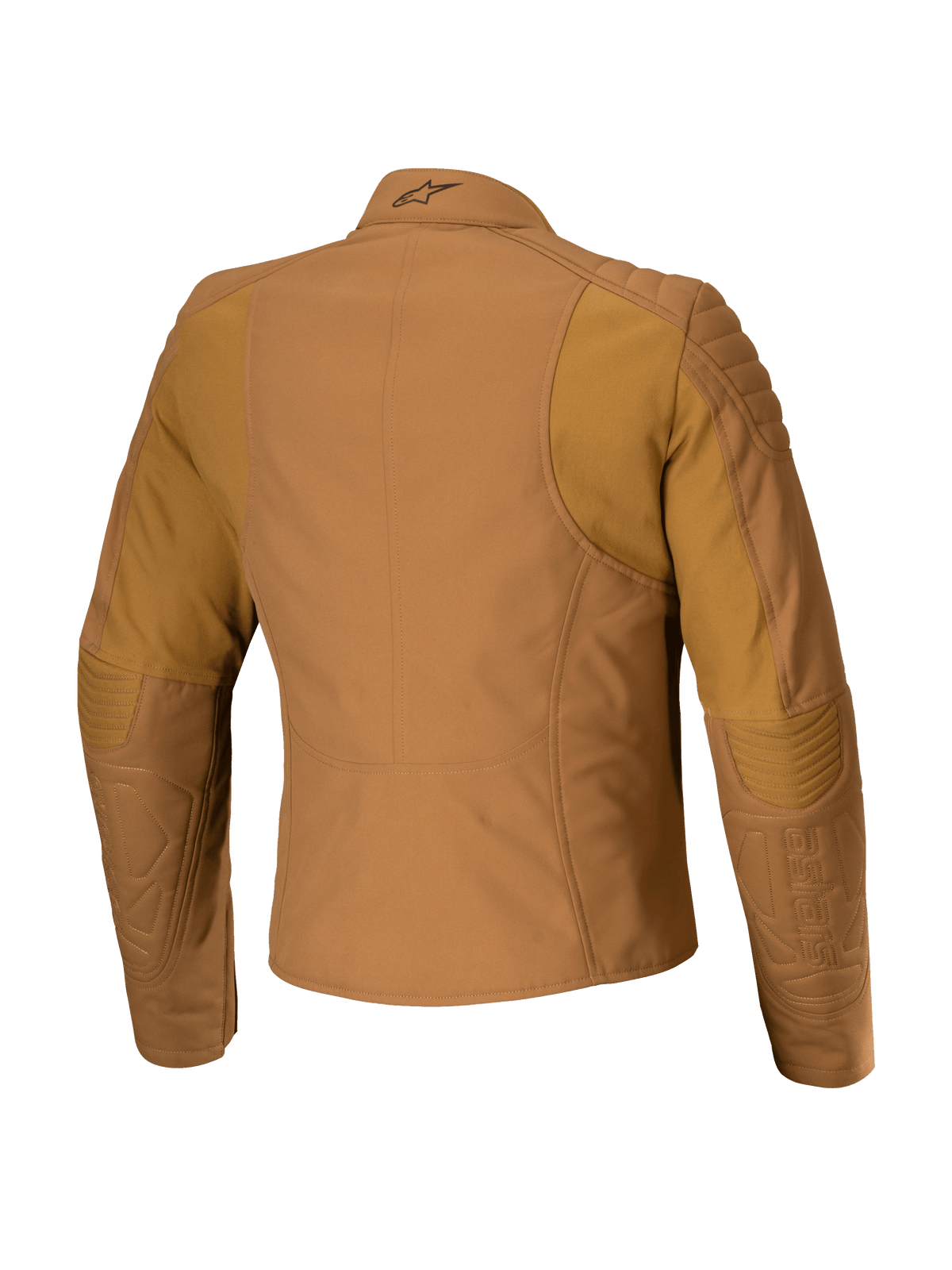Veste Isla WR Femme Alpinestars, veste de moto urbaine, Brun Utility Or Léger, vue arrière avec renforts matelassés aux épaules et aux coudes, coupe féminine ajustée avec empiècements extensibles ergonomiques, textile déperlant à finition mate