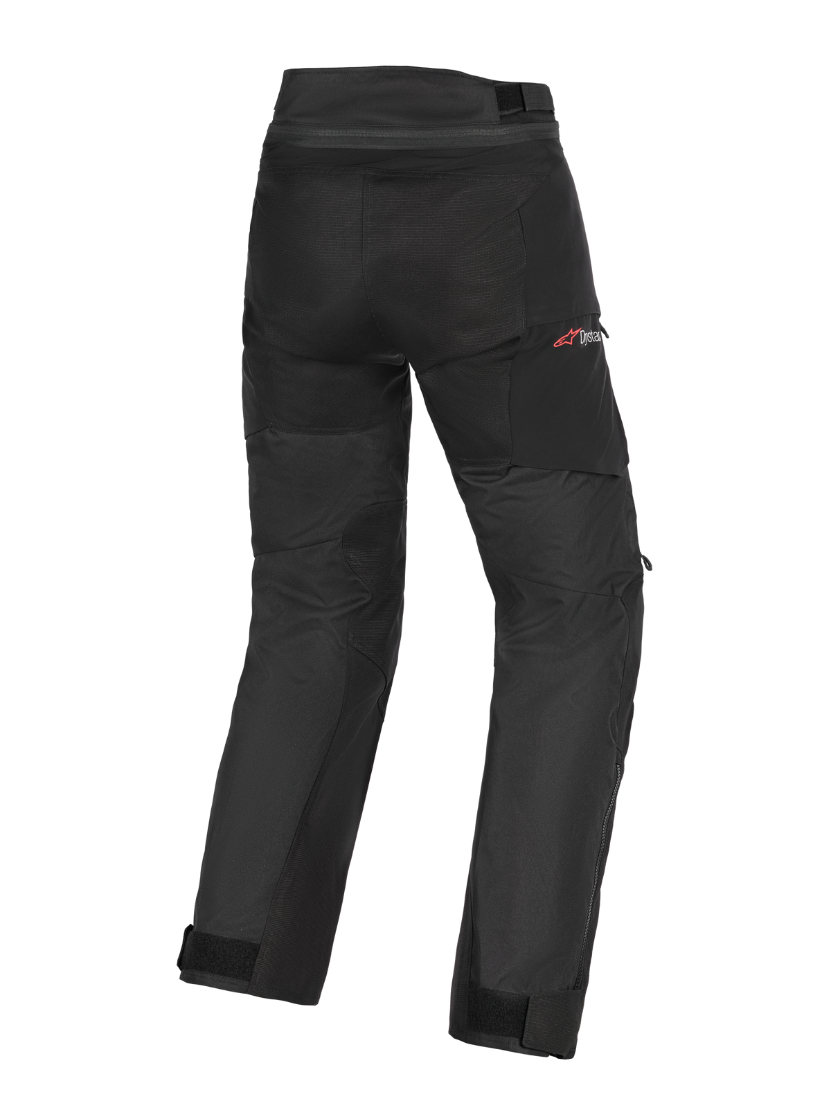 Pantalon Alpinestars Andes V4 Drystar® - Long, pantalon de moto adventure-touring noir, vue arrière montrant le châssis textile durable, les sangles de cheville réglables et le marquage Drystar rouge discret